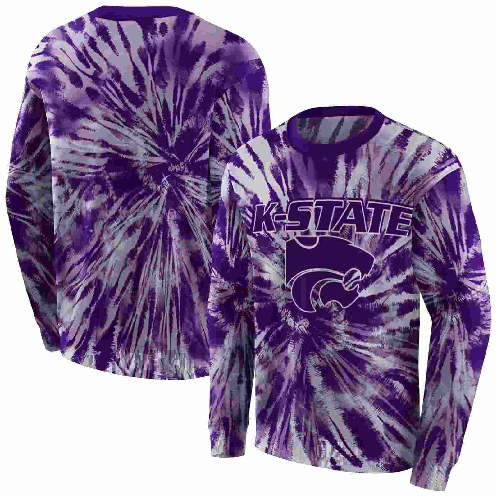 kansas state wildcats tie dye pattern purple hoodie premium grade