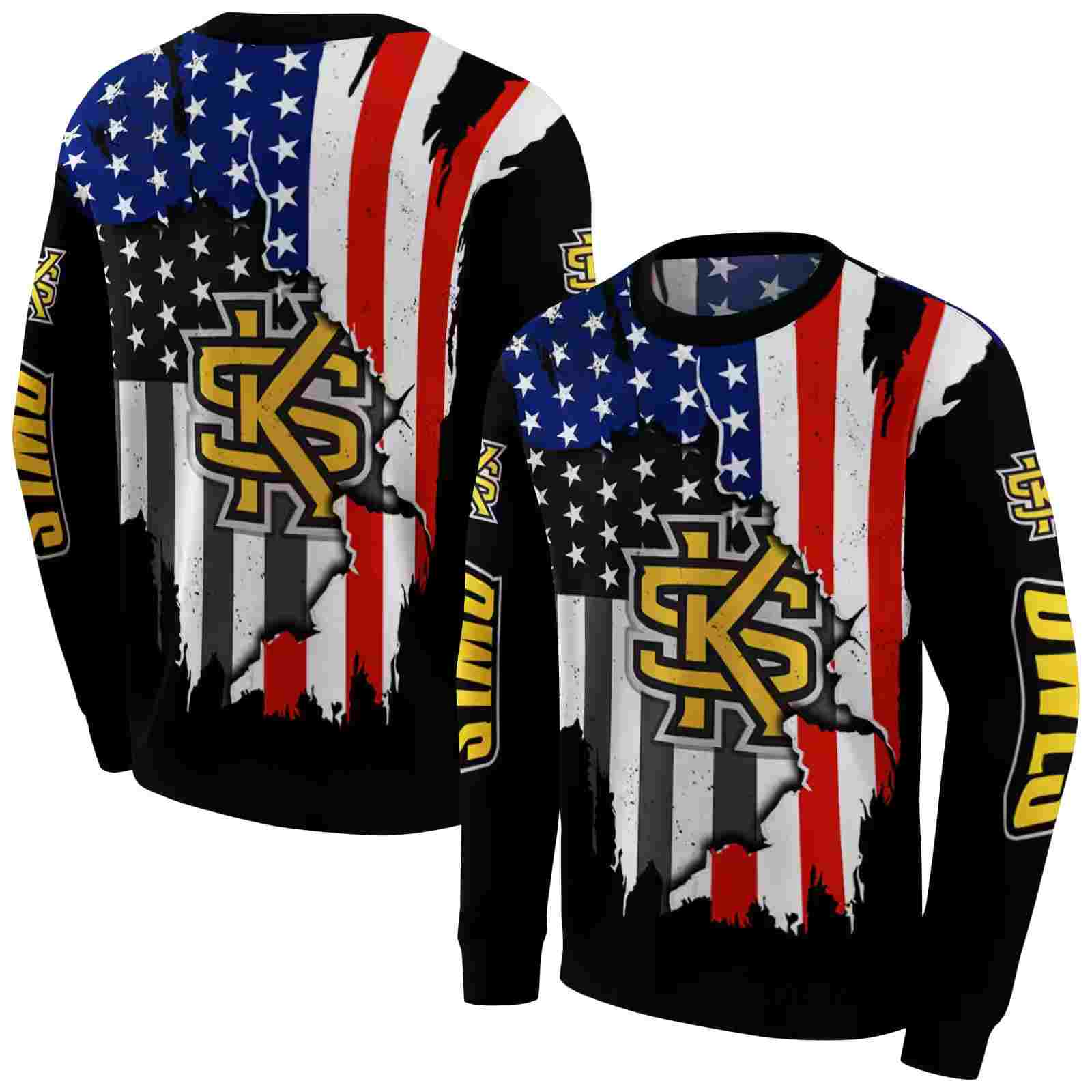 kennesaw state owls american pride black hoodie premium grade