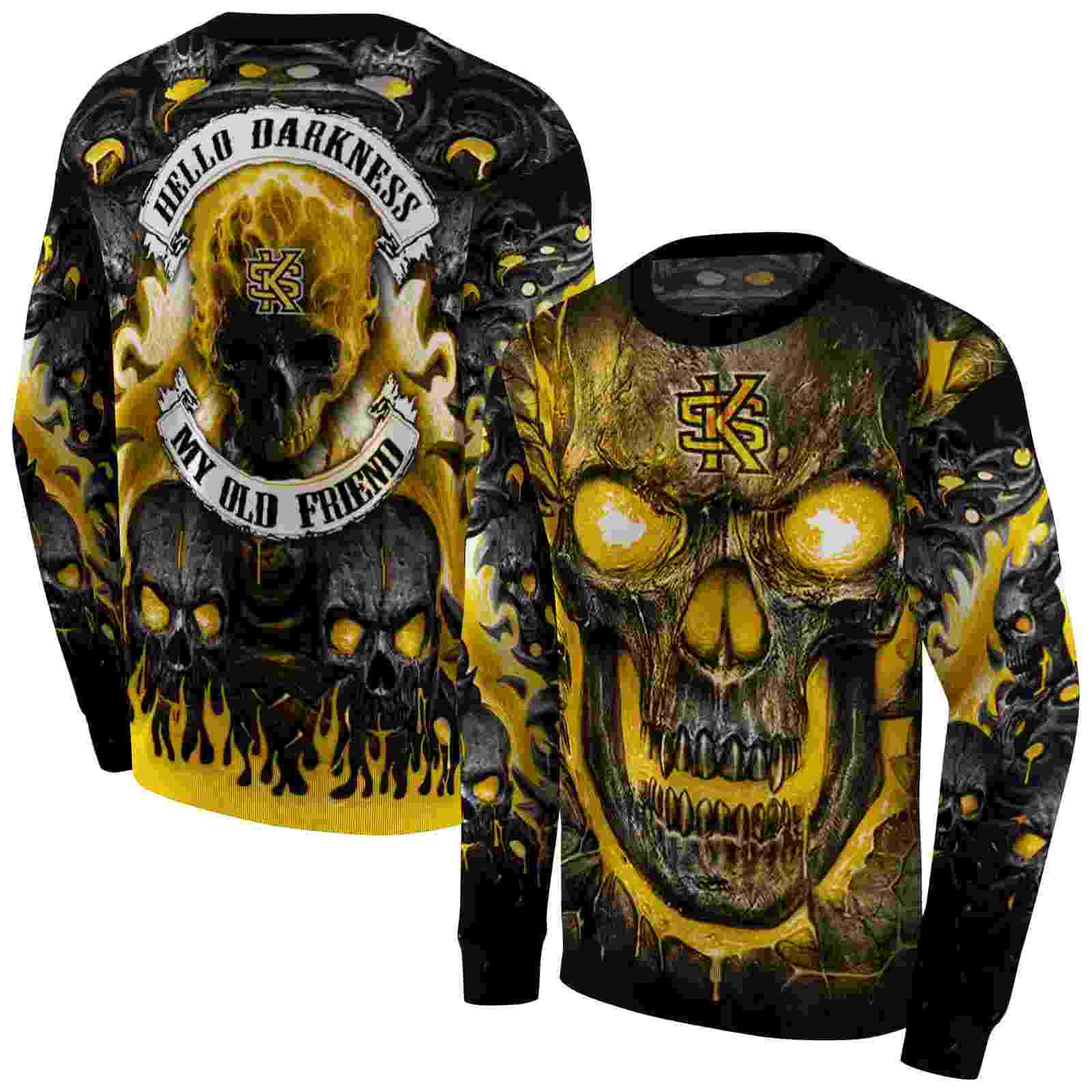 kennesaw state owls demonic skull gold black hoodie premium grade