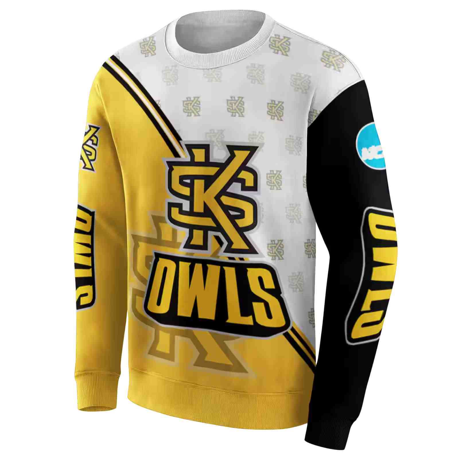 kennesaw state owls diagonal stripe gold white hoodie new arrival