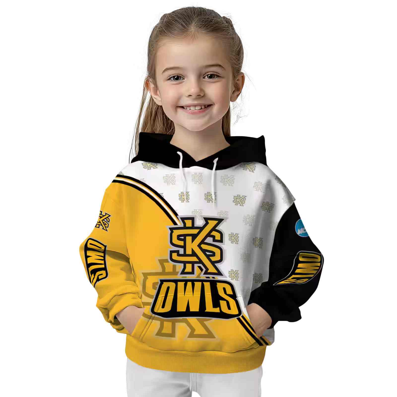 kennesaw state owls diagonal stripe gold white hoodie top rated