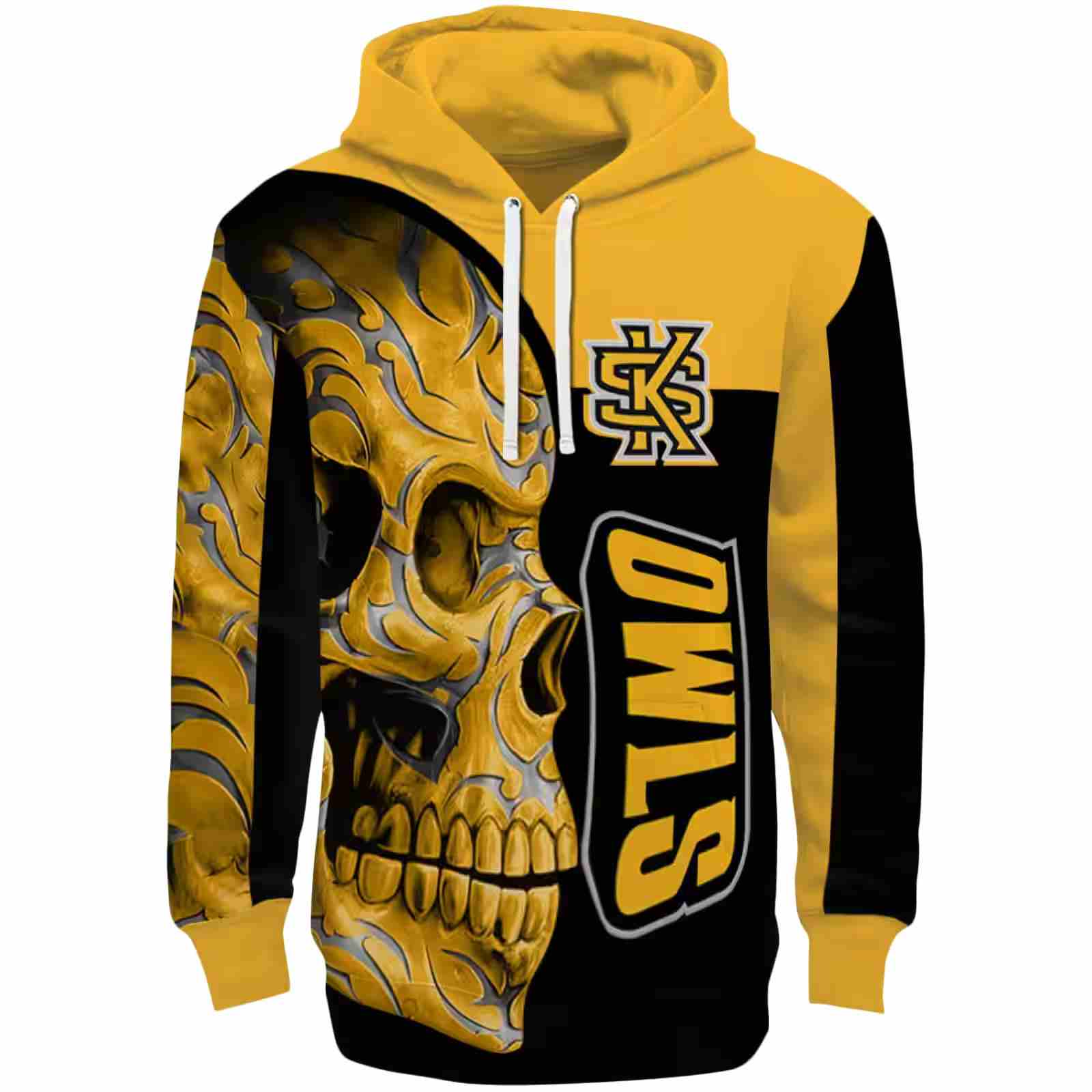 Kennesaw State Owls Skull Motif Gold Black Hoodie