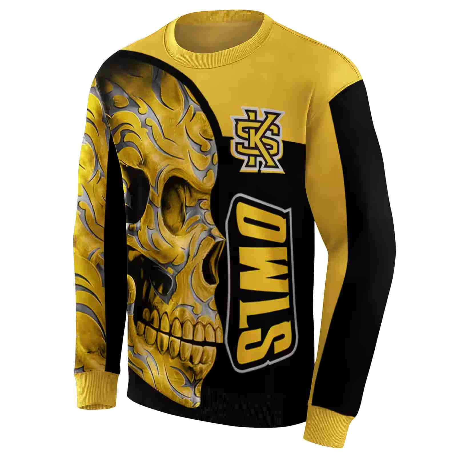 kennesaw state owls skull motif gold black hoodie new arrival