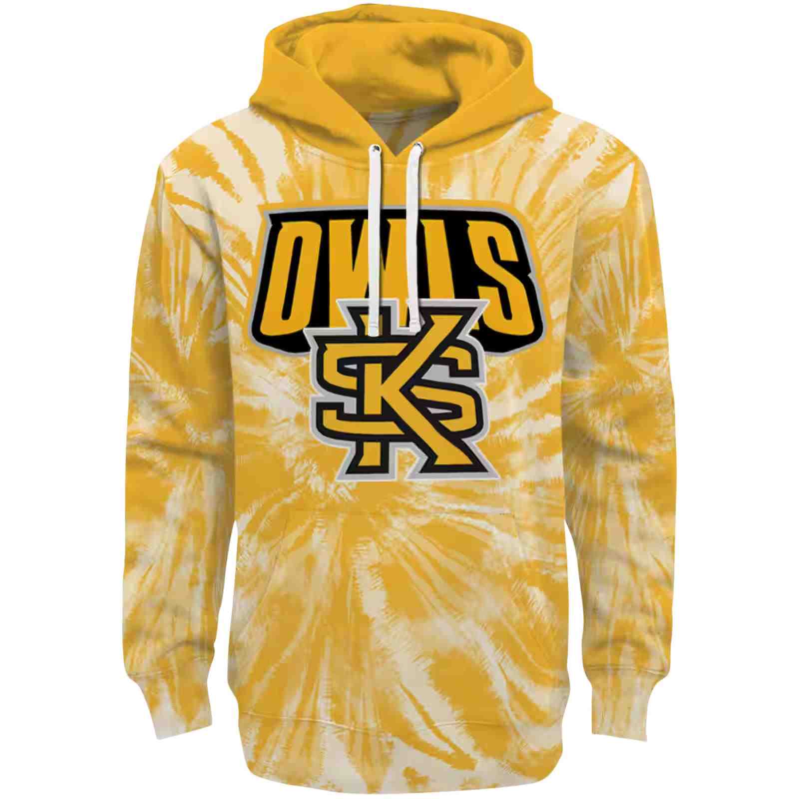 Kennesaw State Owls Tie Dye Pattern Gold Hoodie