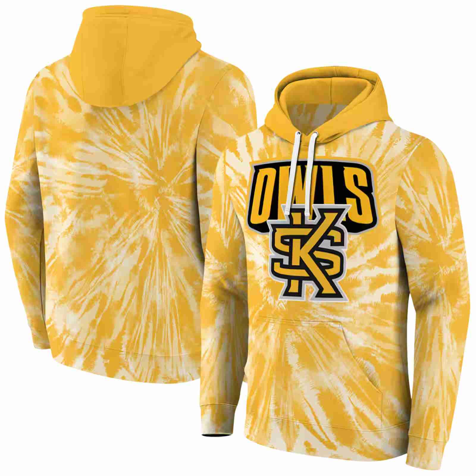 kennesaw state owls tie dye pattern gold hoodie fashion forward