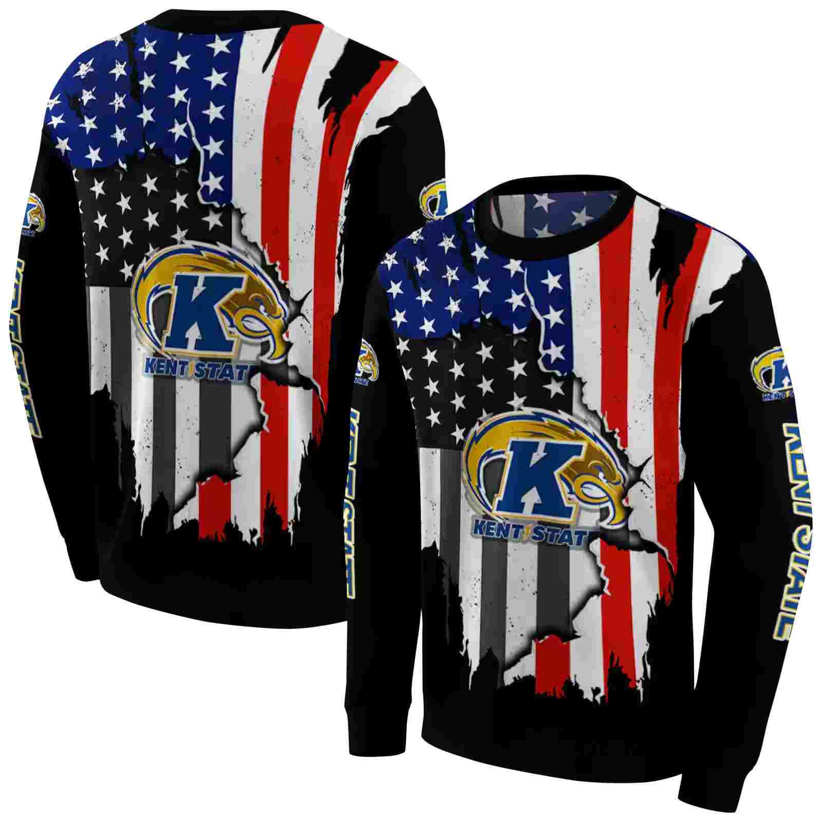 kent state golden flashes american pride black hoodie premium grade