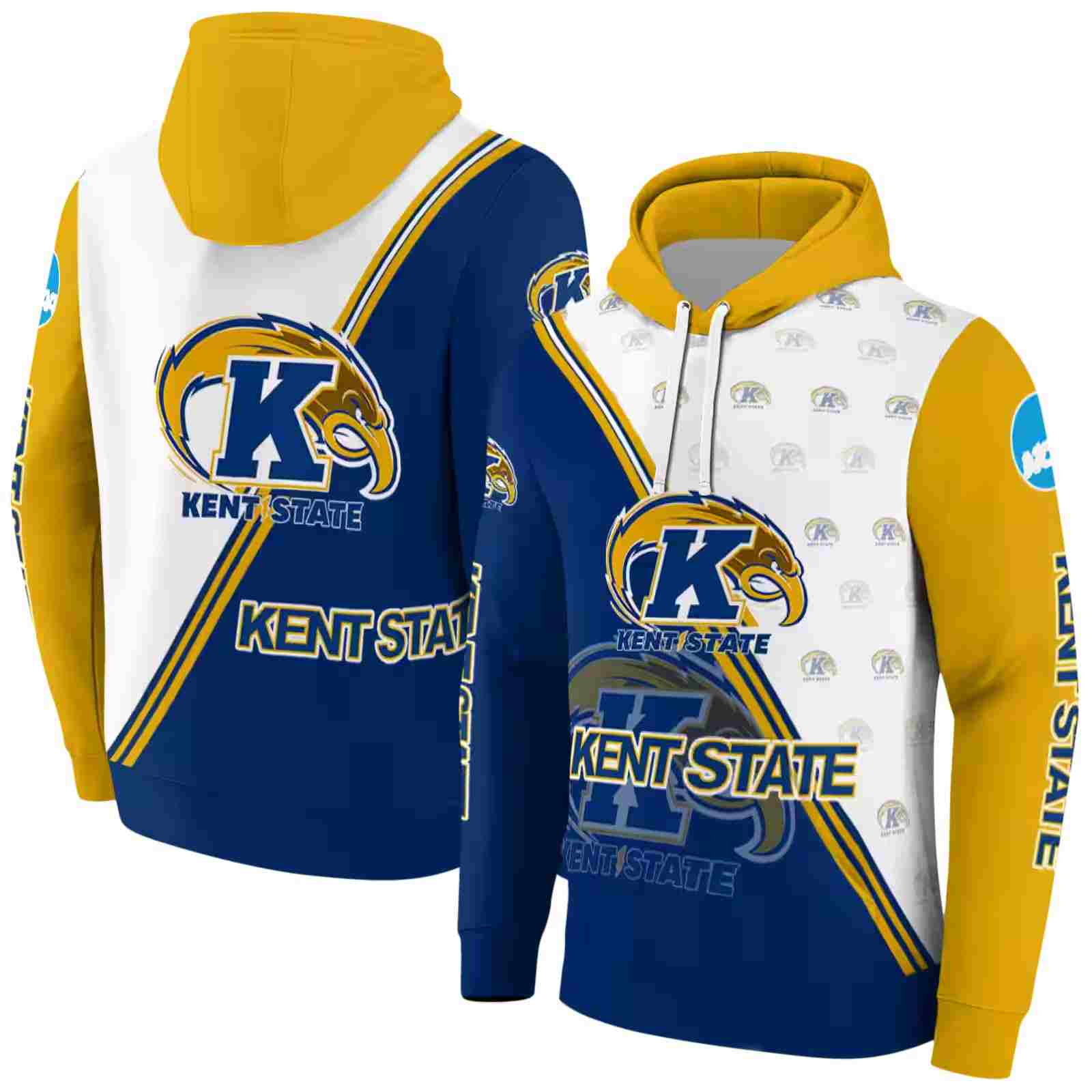 kent state golden flashes diagonal stripe navy blue white hoodie fashion forward