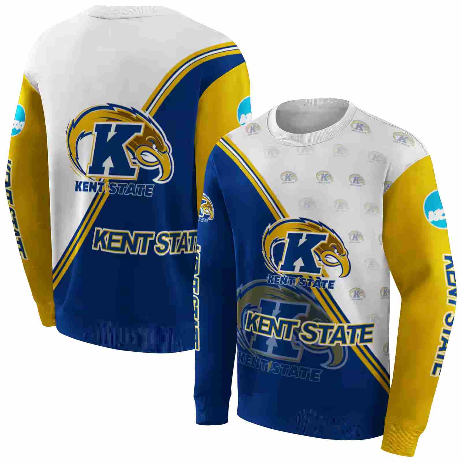 kent state golden flashes diagonal stripe navy blue white hoodie premium grade