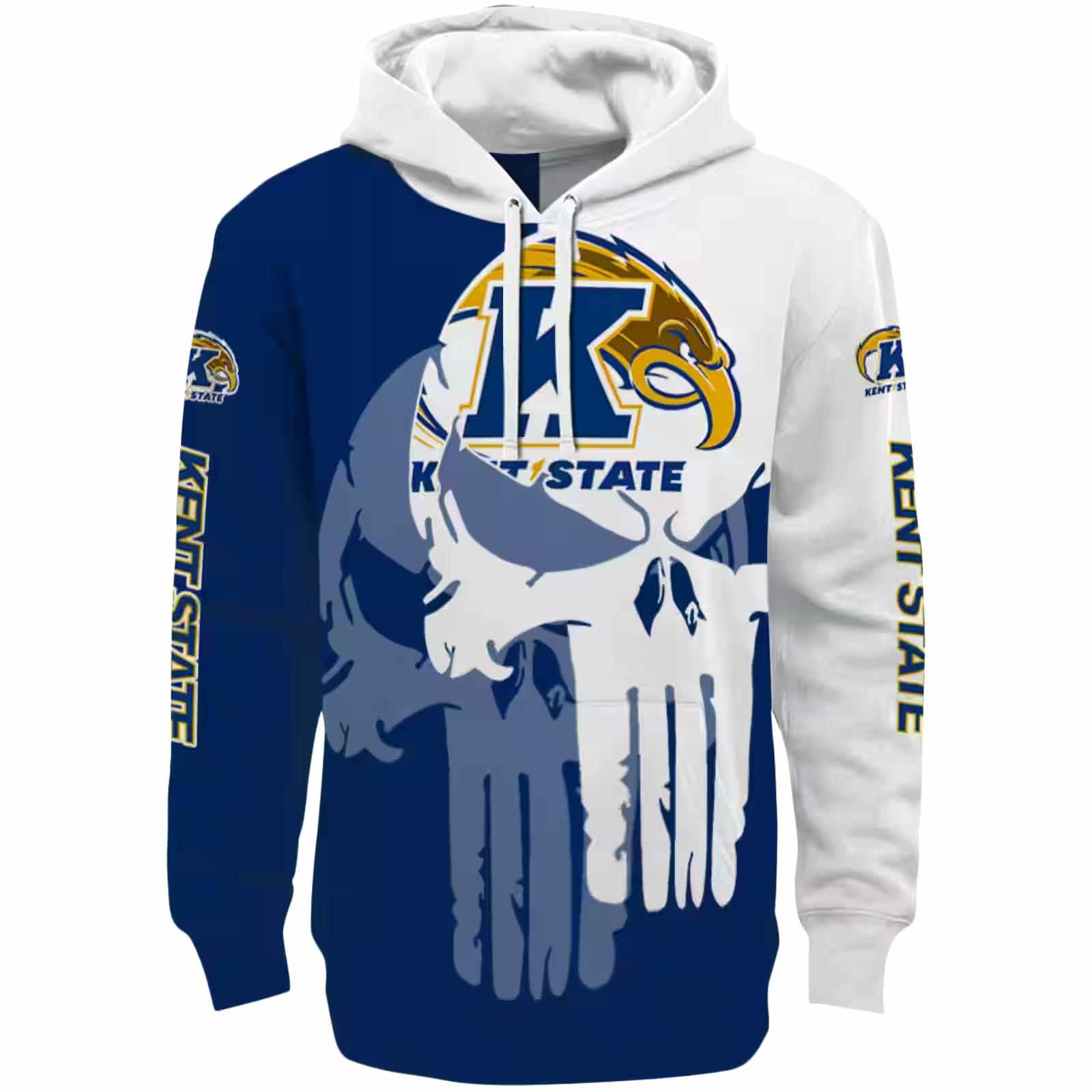 Kent State Golden Flashes Graphic Punisher Navy Blue White Hoodie