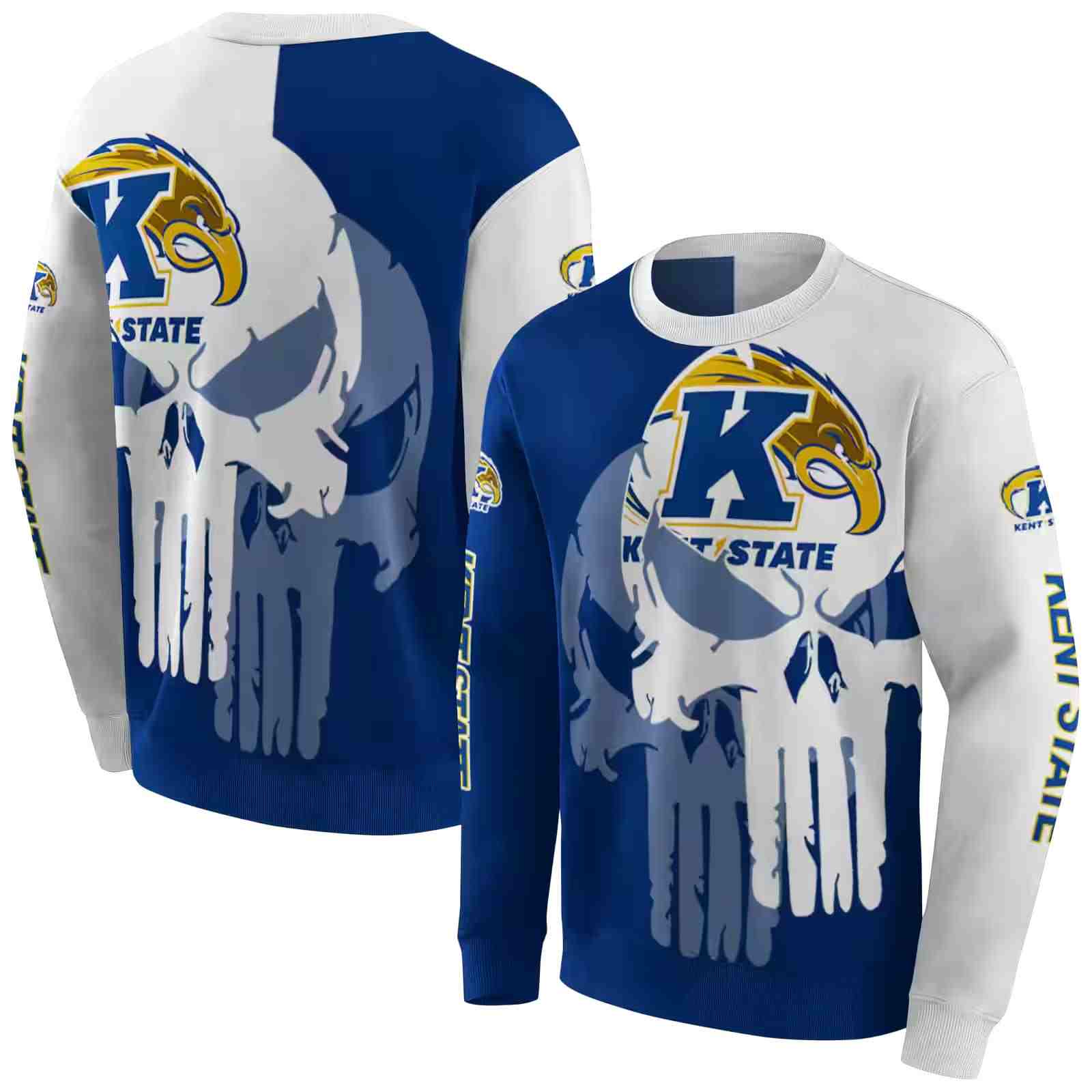 kent state golden flashes graphic punisher navy blue white hoodie premium grade