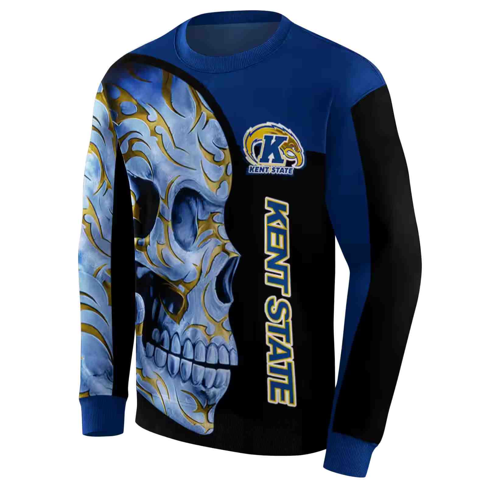 kent state golden flashes skull motif navy blue black hoodie new arrival