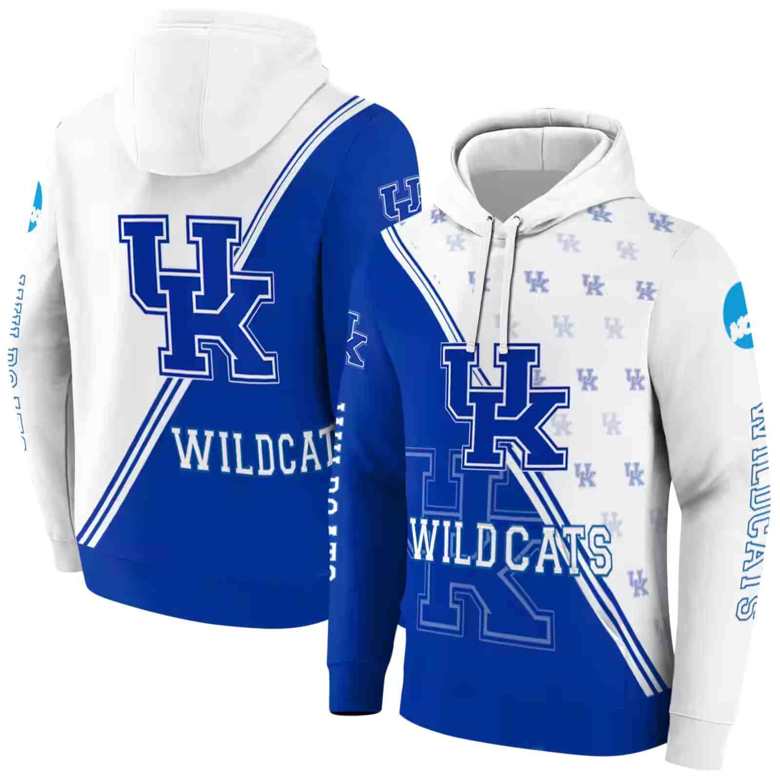 kentucky wildcats diagonal stripe blue white hoodie fashion forward