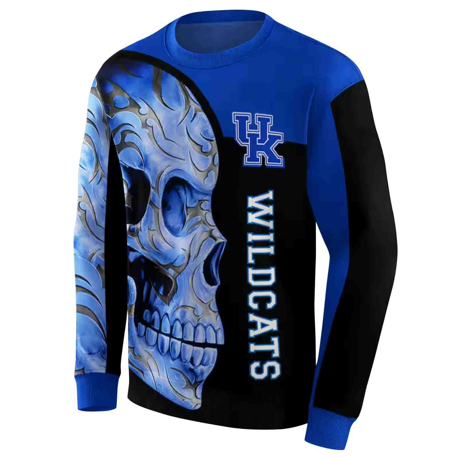 kentucky wildcats skull motif blue black hoodie new arrival