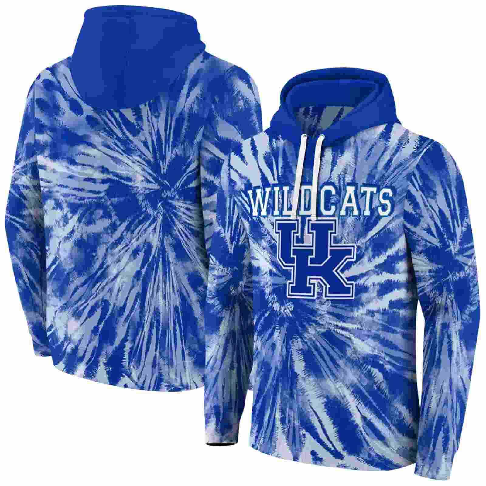 kentucky wildcats tie dye pattern blue hoodie fashion forward