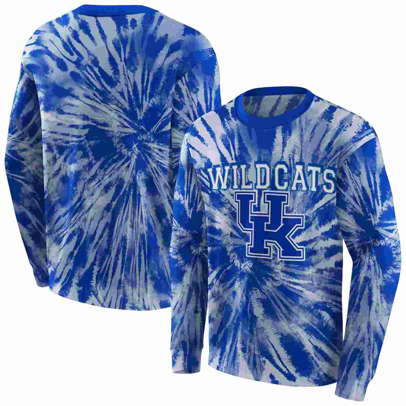 kentucky wildcats tie dye pattern blue hoodie premium grade