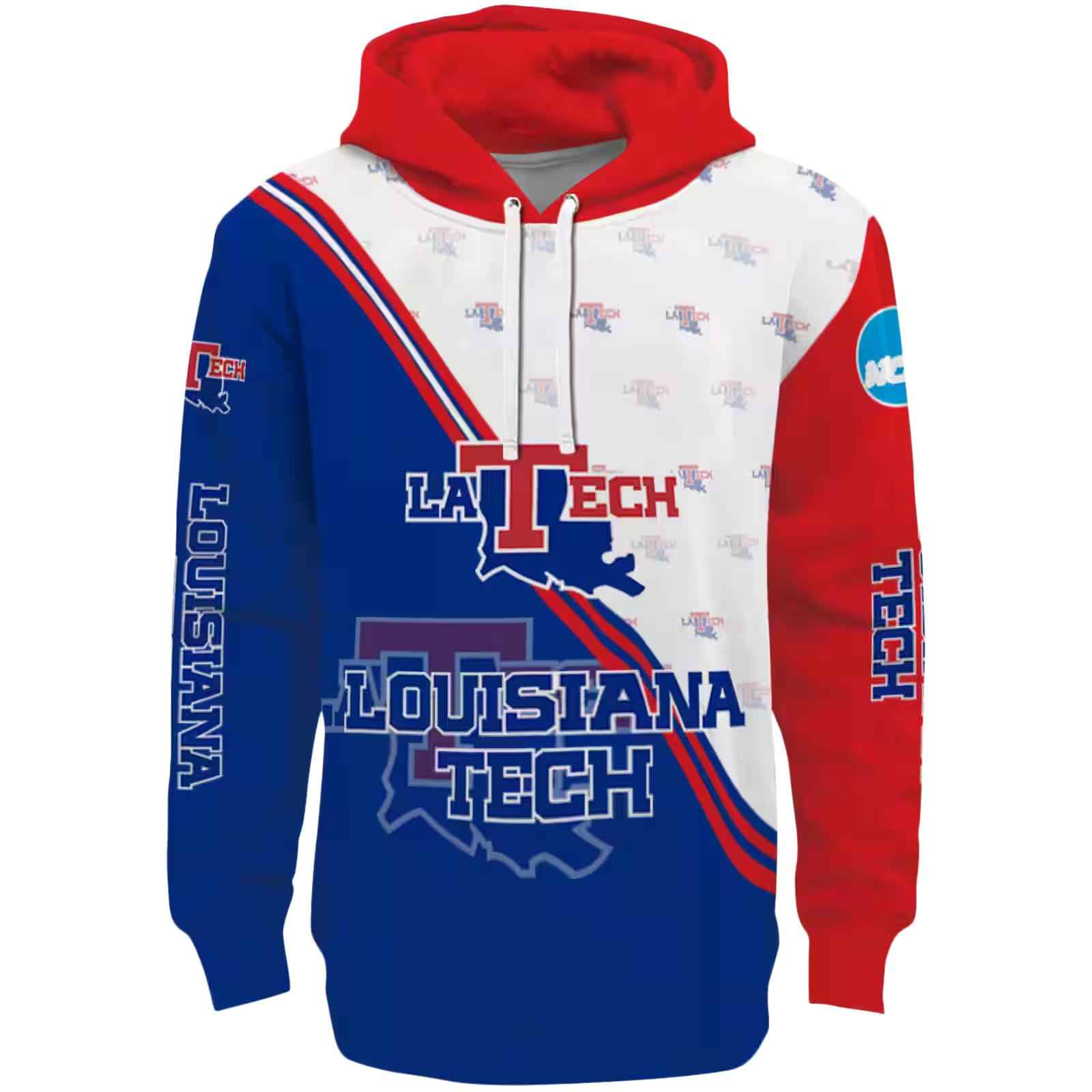 LA Tech Diagonal Stripe Blue White Hoodie