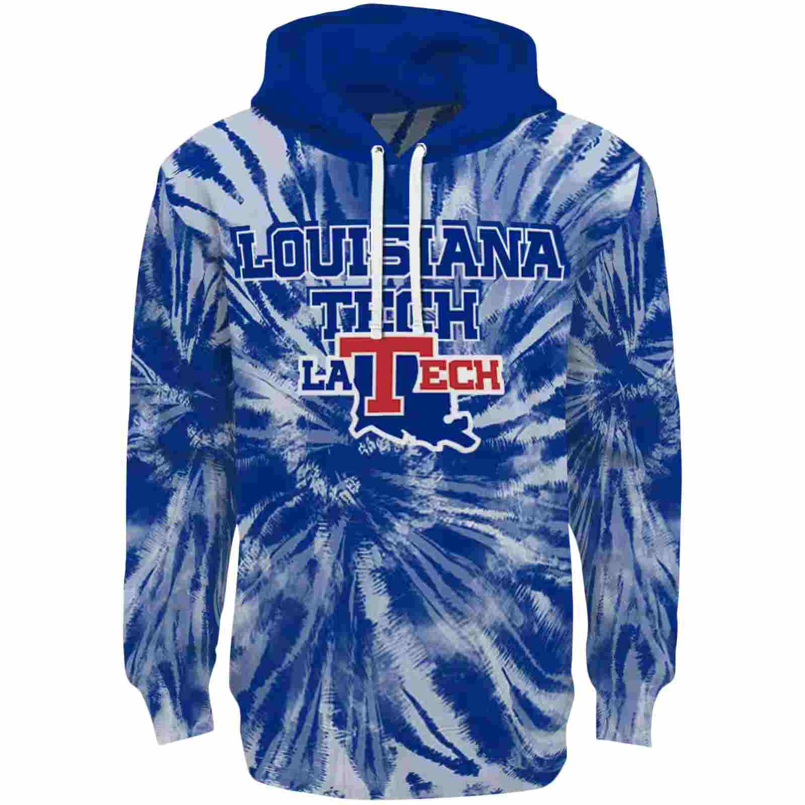 LA Tech Tie Dye Pattern Blue Hoodie