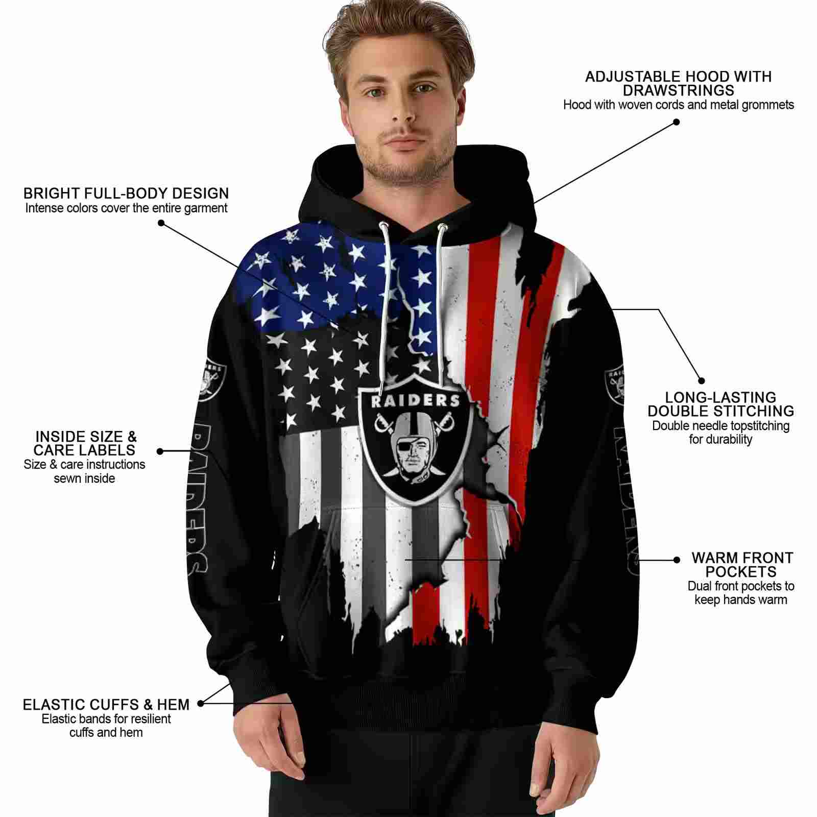 las vegas raiders american pride black hoodie latest model