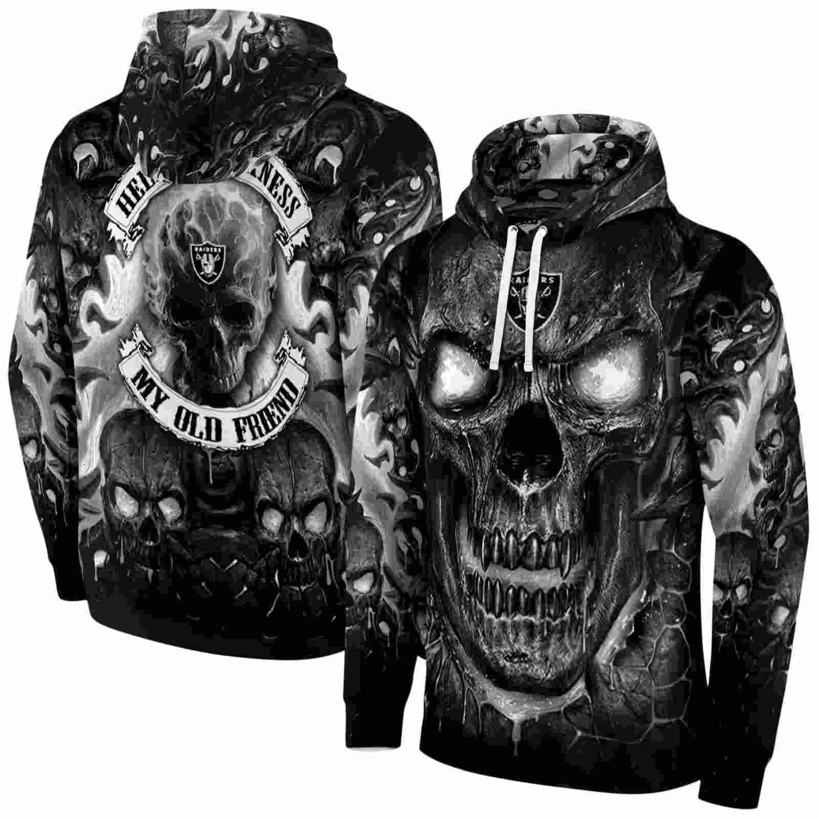 las vegas raiders demonic skull black hoodie fashion forward