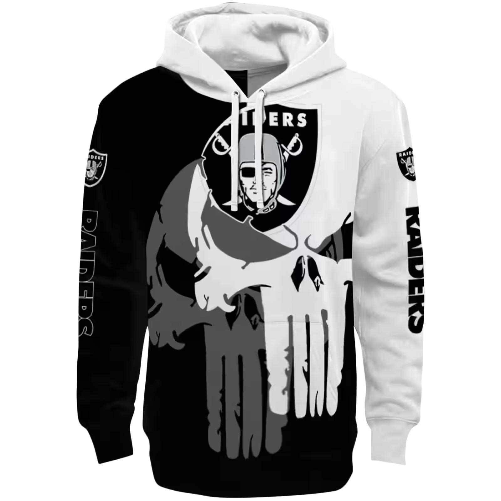 Las Vegas Raiders Graphic Punisher Black White Hoodie