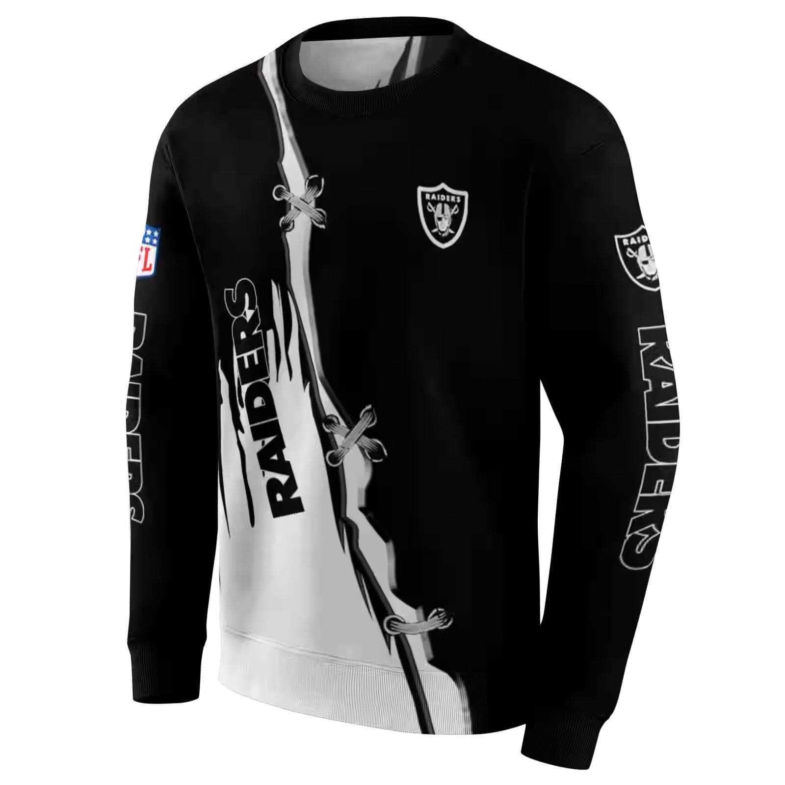 las vegas raiders ripped pattern black white hoodie new arrival