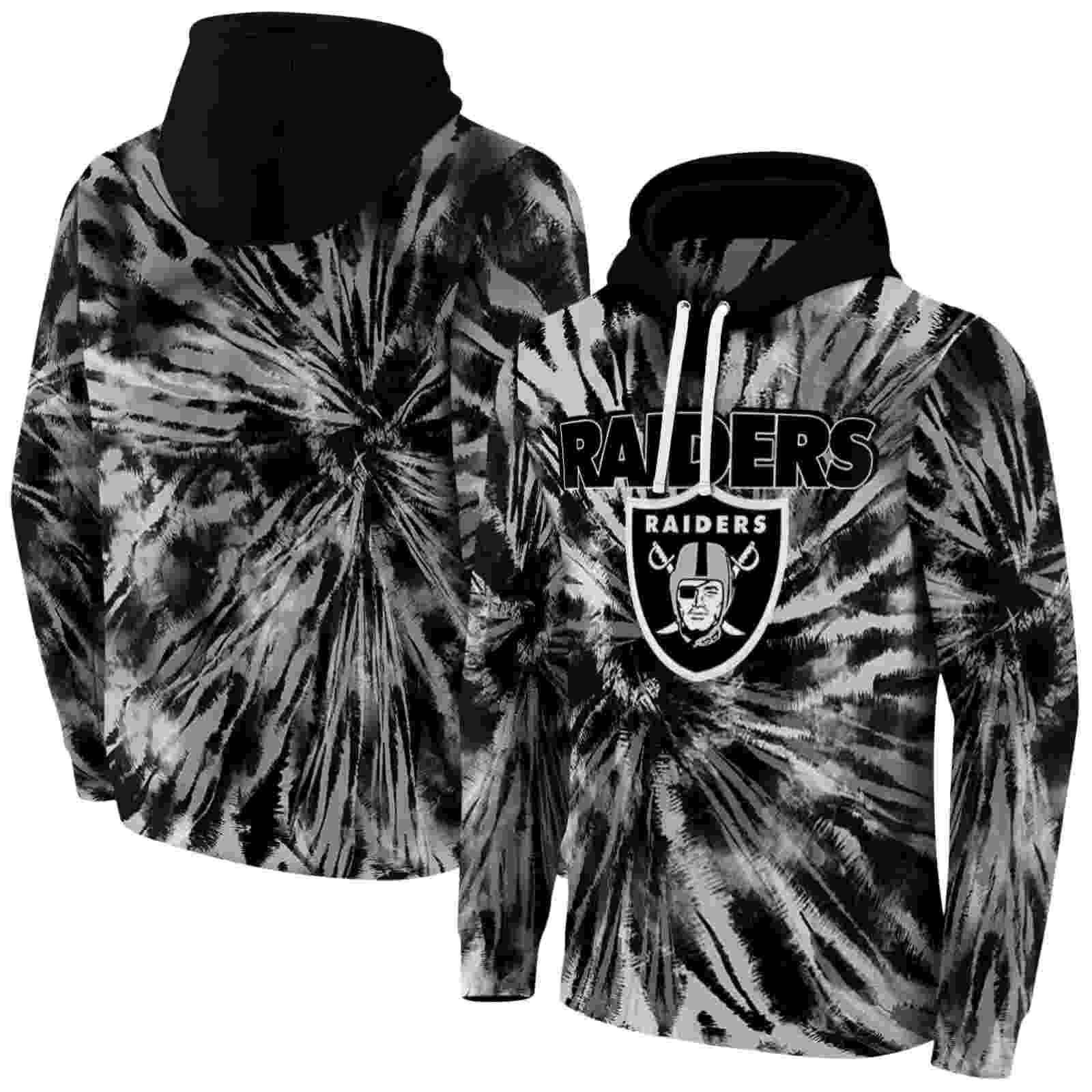 las vegas raiders tie dye pattern black hoodie fashion forward