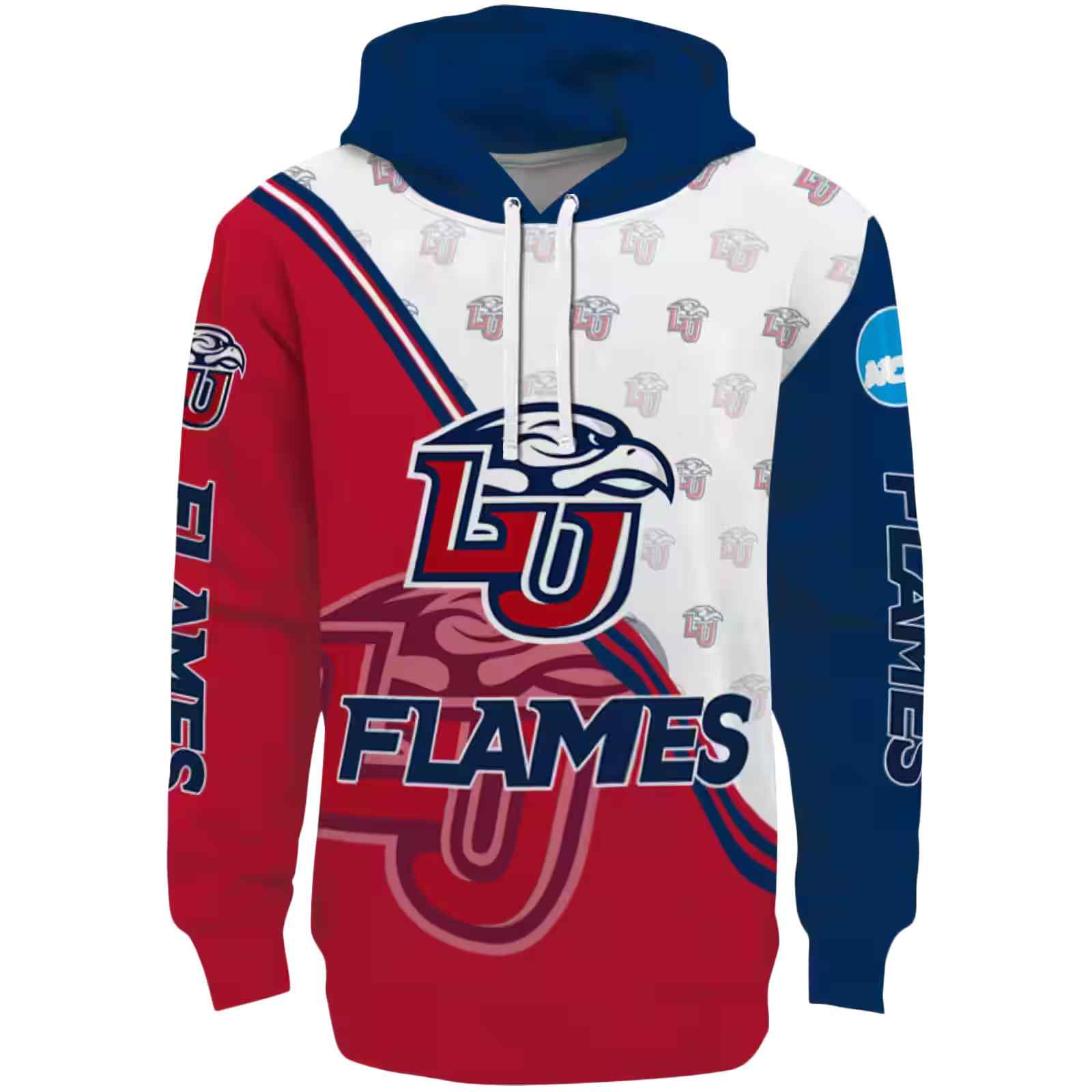 Liberty Flames Diagonal Stripe Red White Hoodie