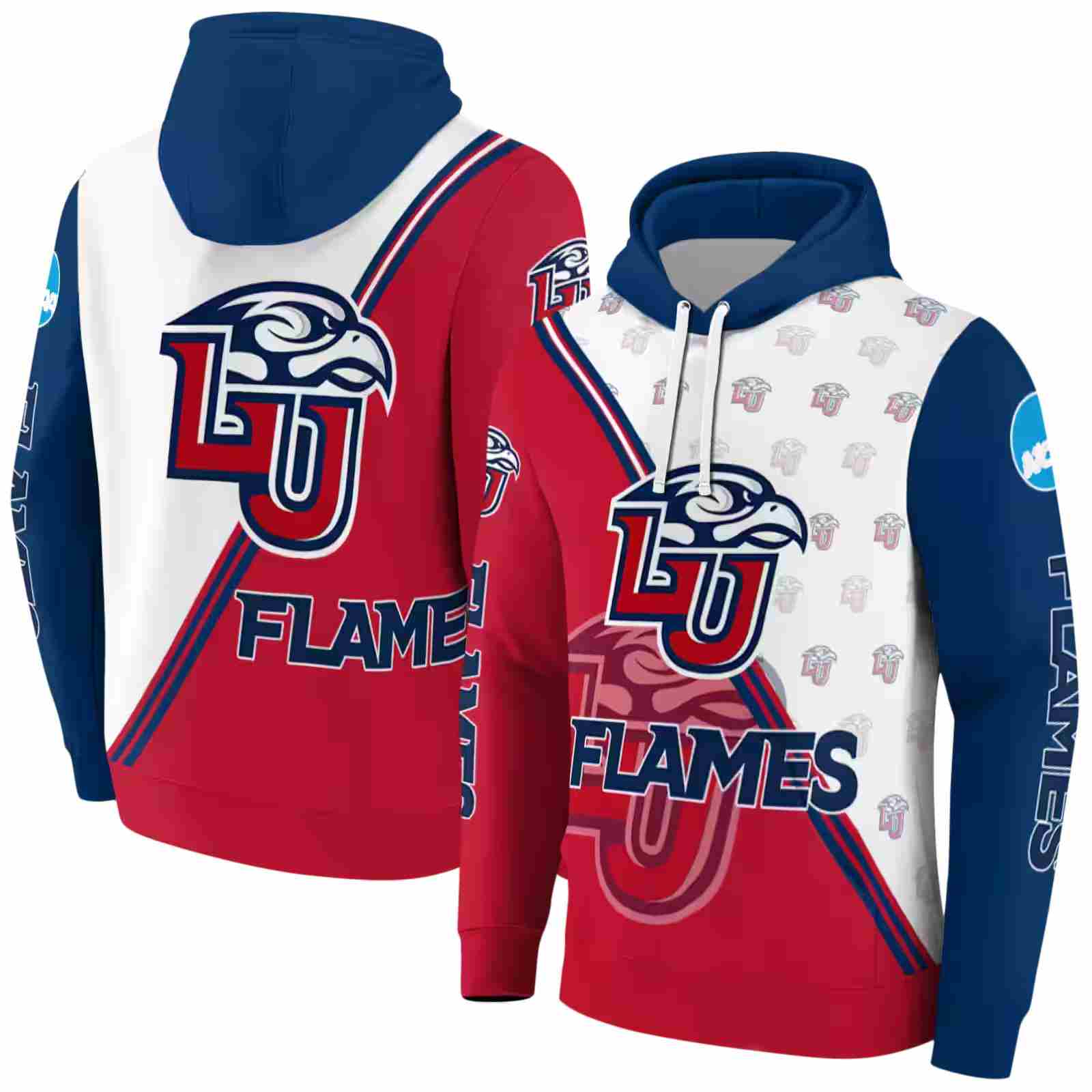 liberty flames diagonal stripe red white hoodie fashion forward