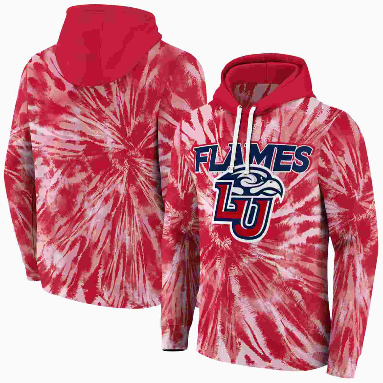 liberty flames tie dye pattern red hoodie fashion forward