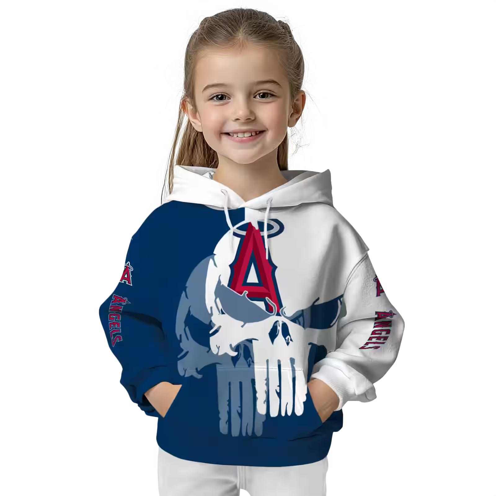 los angeles angels graphic punisher blue white hoodie top rated