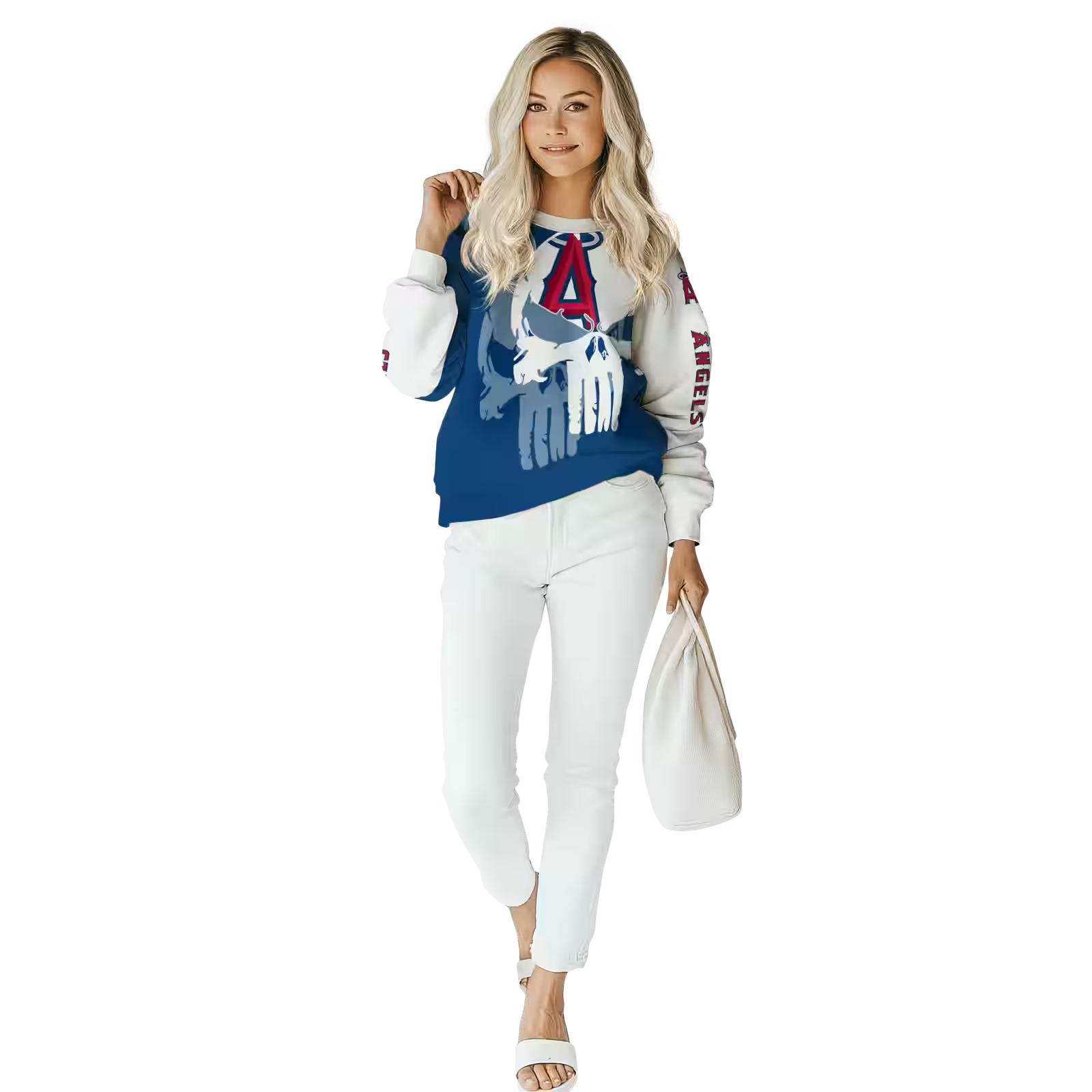 los angeles angels graphic punisher blue white hoodie trendy