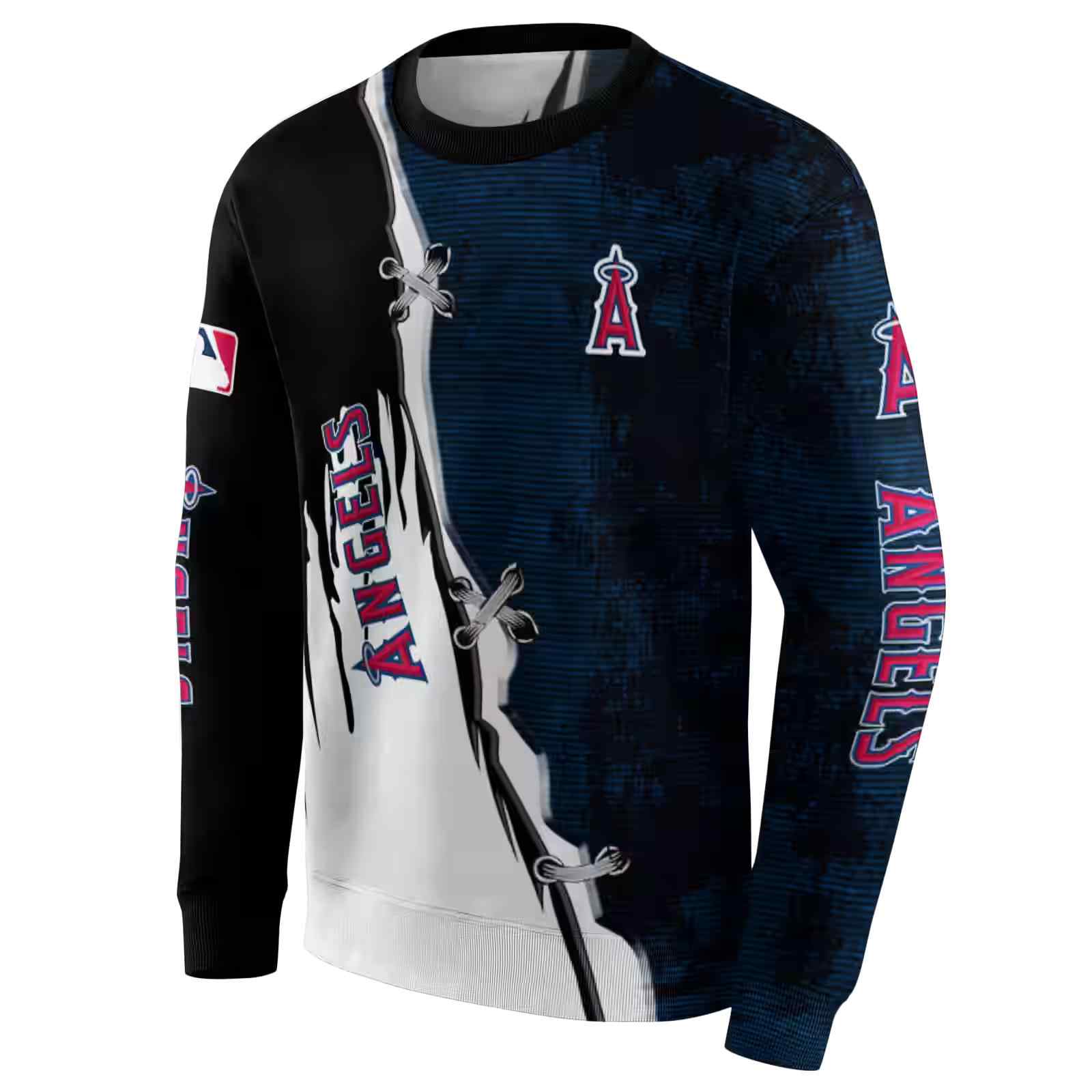 los angeles angels ripped pattern blue black white hoodie new arrival