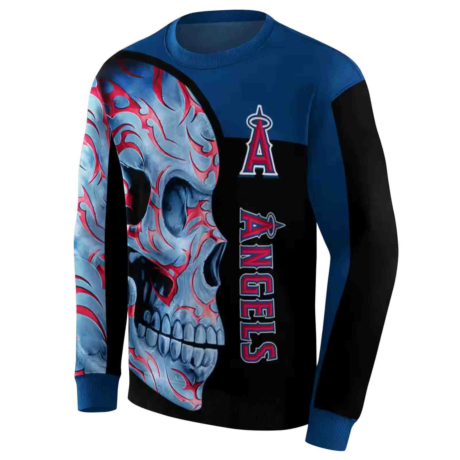 los angeles angels skull motif blue black hoodie new arrival