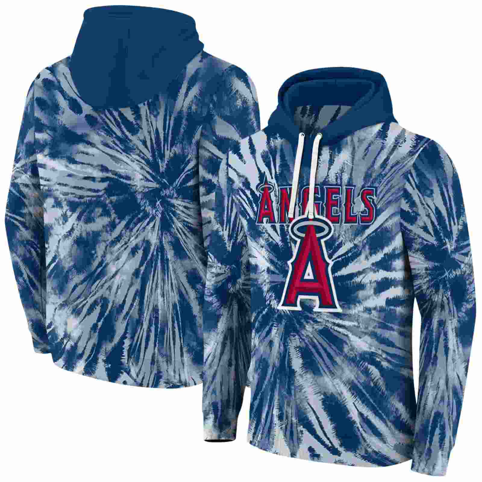 los angeles angels tie dye pattern blue hoodie fashion forward