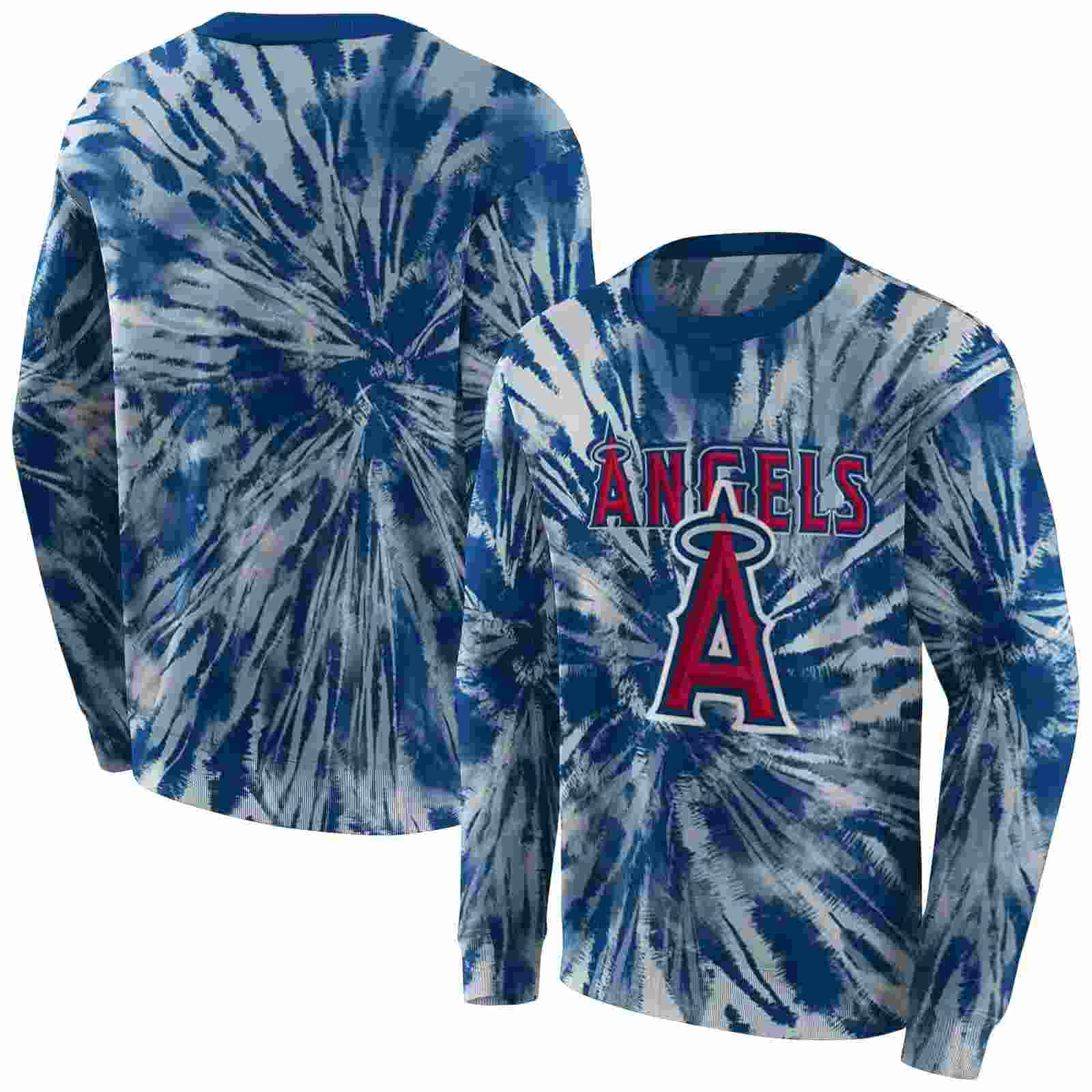 los angeles angels tie dye pattern blue hoodie premium grade