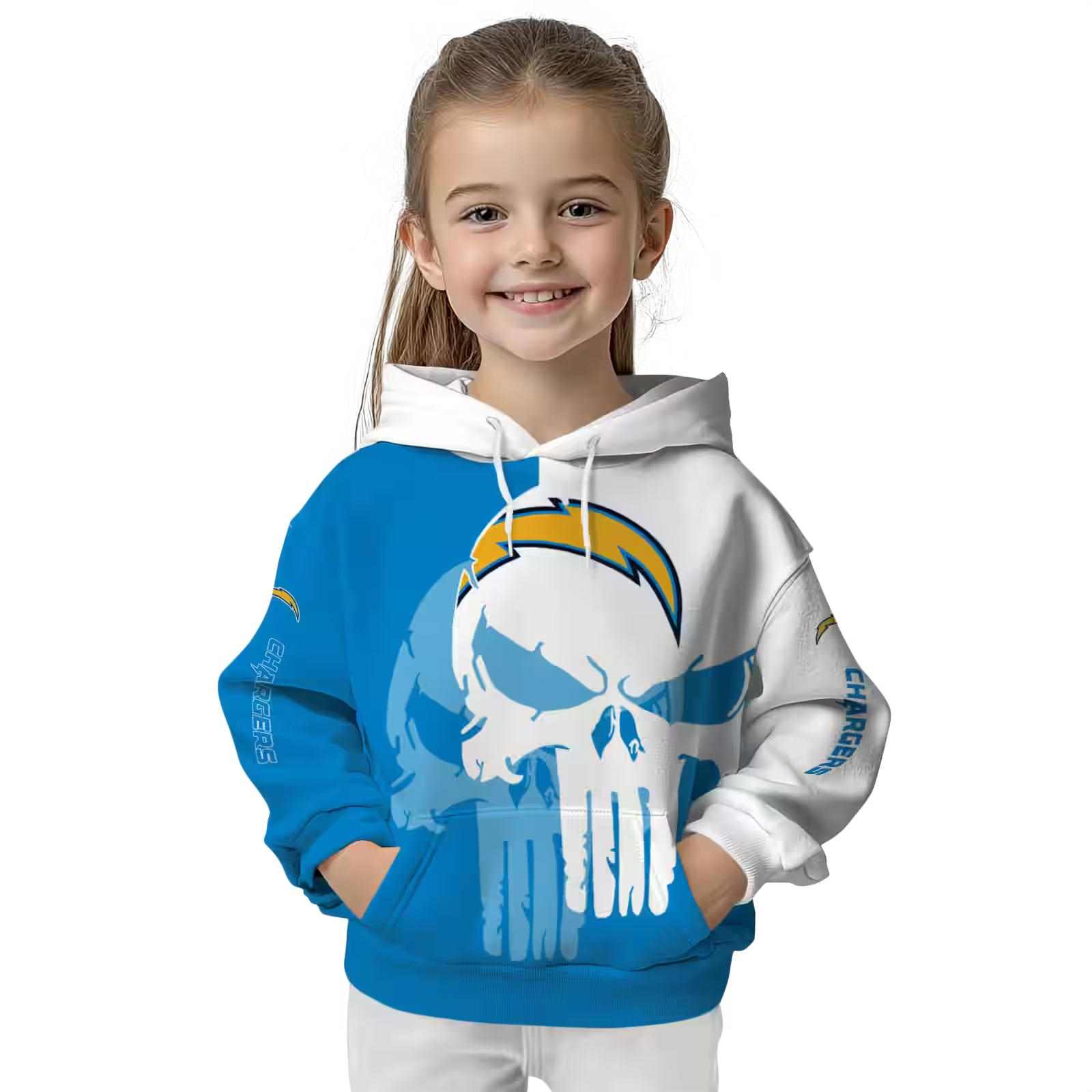 los angeles chargers graphic punisher blue white hoodie top rated