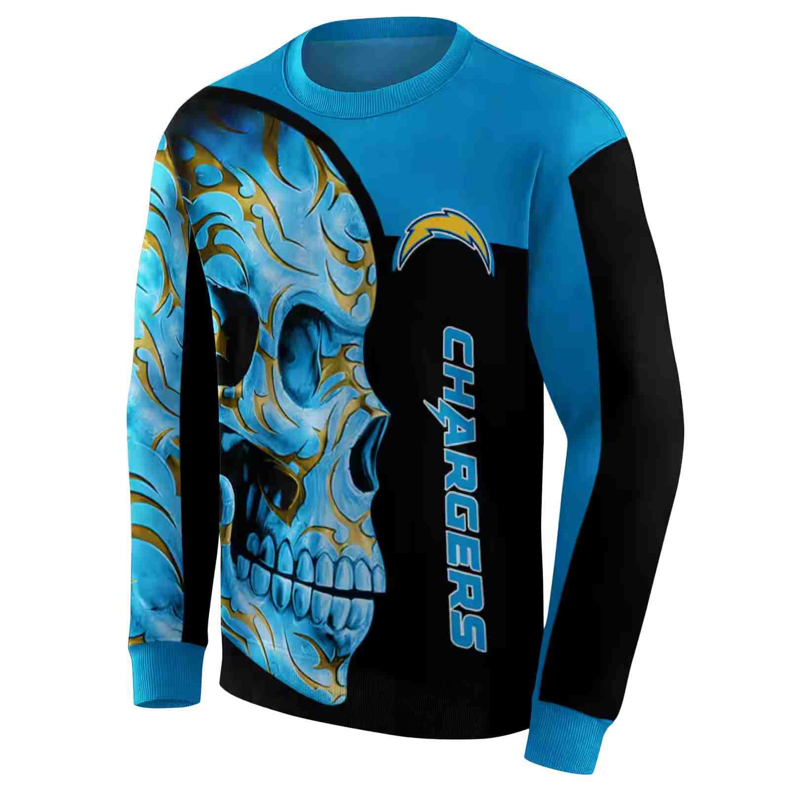 los angeles chargers skull motif blue black hoodie new arrival