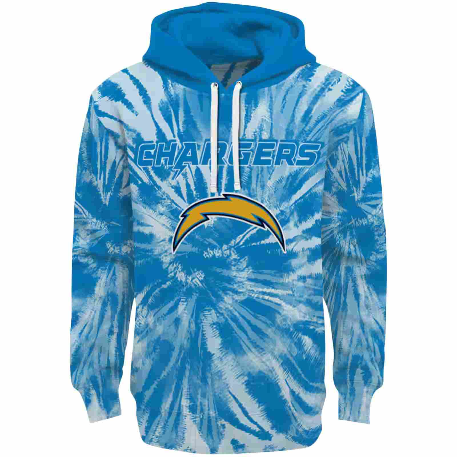 Los Angeles Chargers Tie Dye Pattern Blue Hoodie