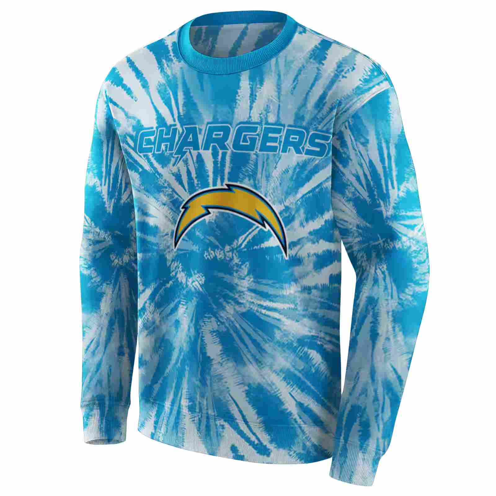 los angeles chargers tie dye pattern blue hoodie new arrival