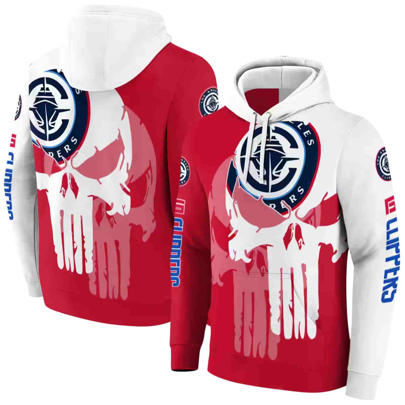 los angeles clippers graphic punisher red white hoodie fashion forward