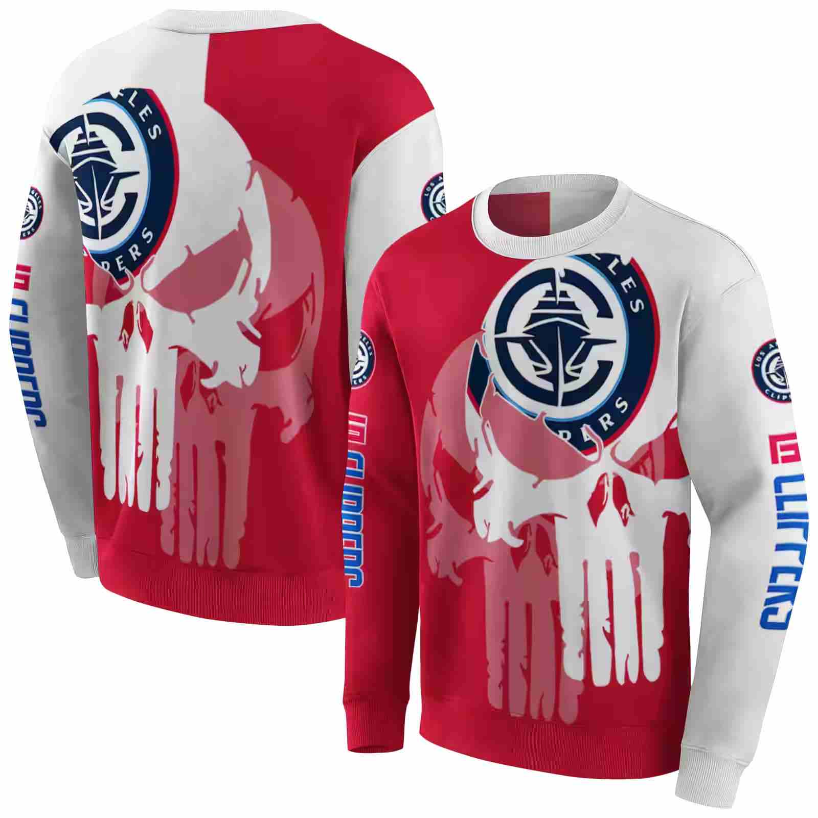 los angeles clippers graphic punisher red white hoodie premium grade