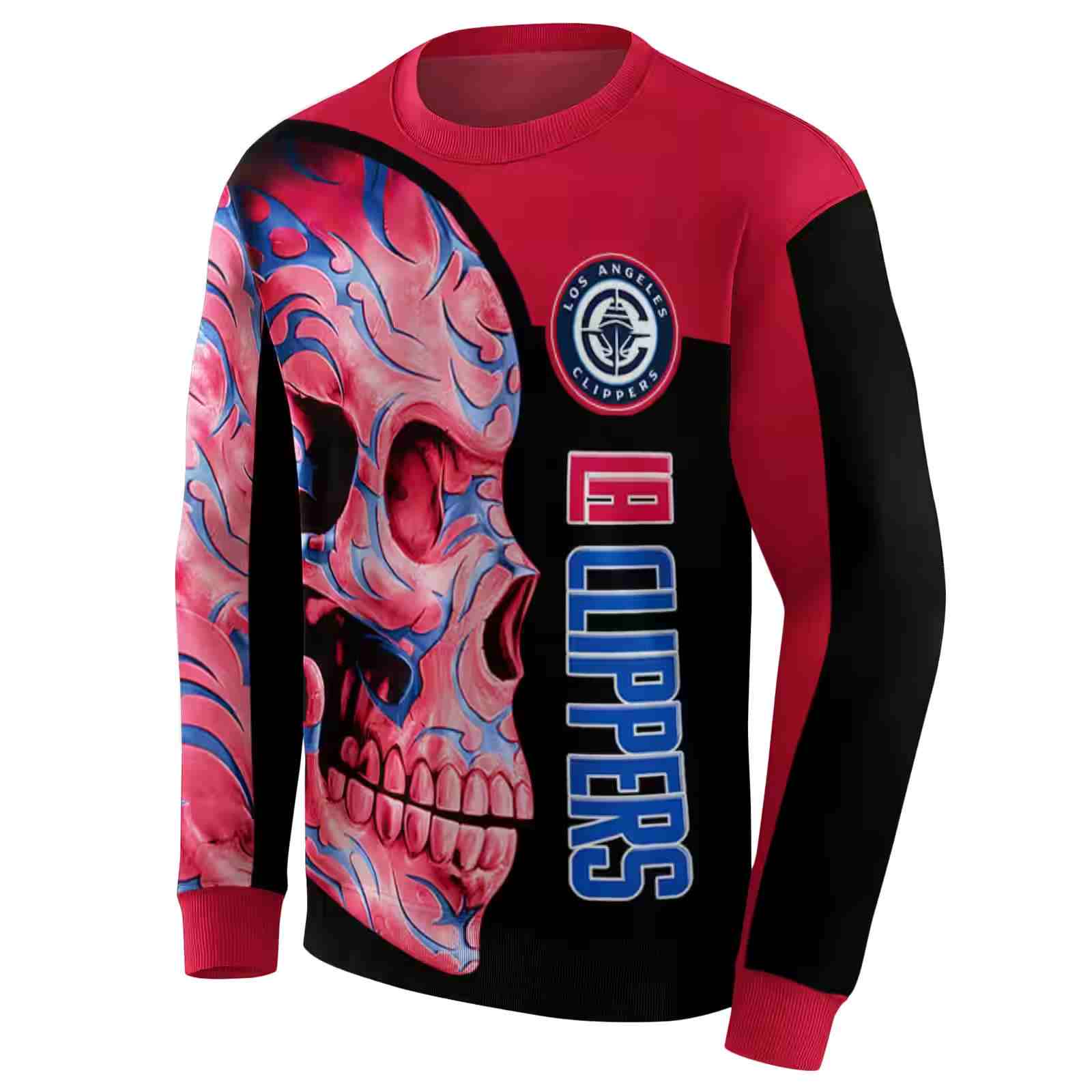 los angeles clippers skull motif red black hoodie new arrival