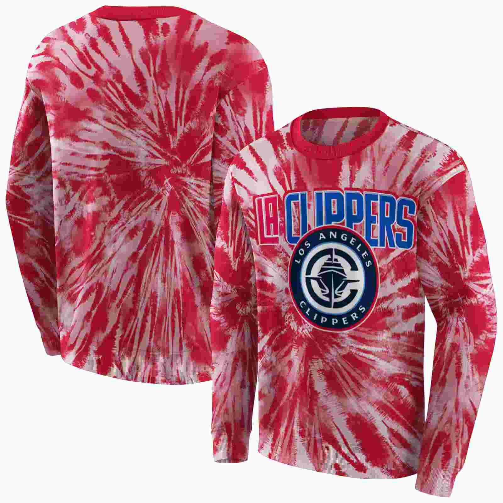 los angeles clippers tie dye pattern red hoodie premium grade