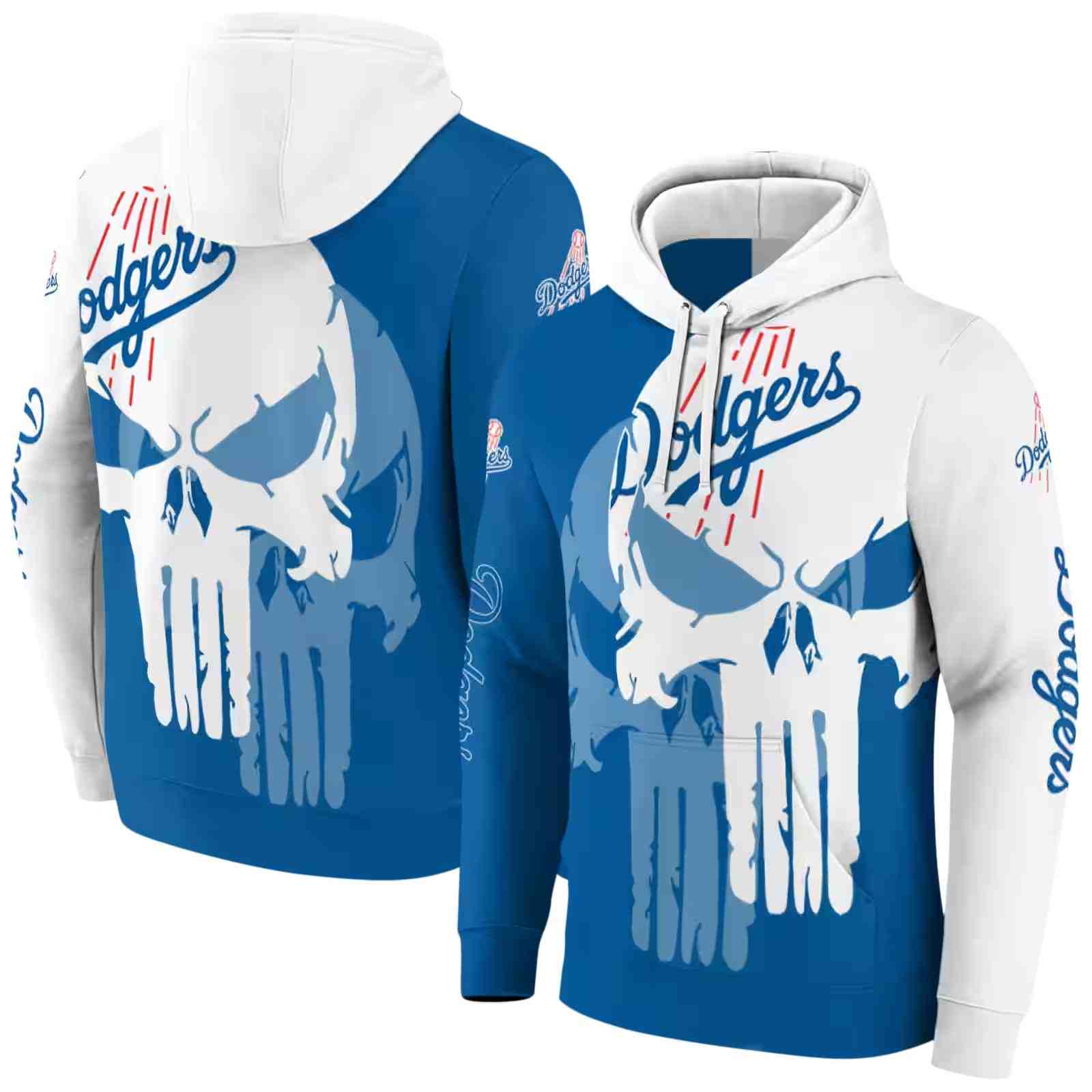 los angeles dodgers graphic punisher blue white hoodie fashion forward