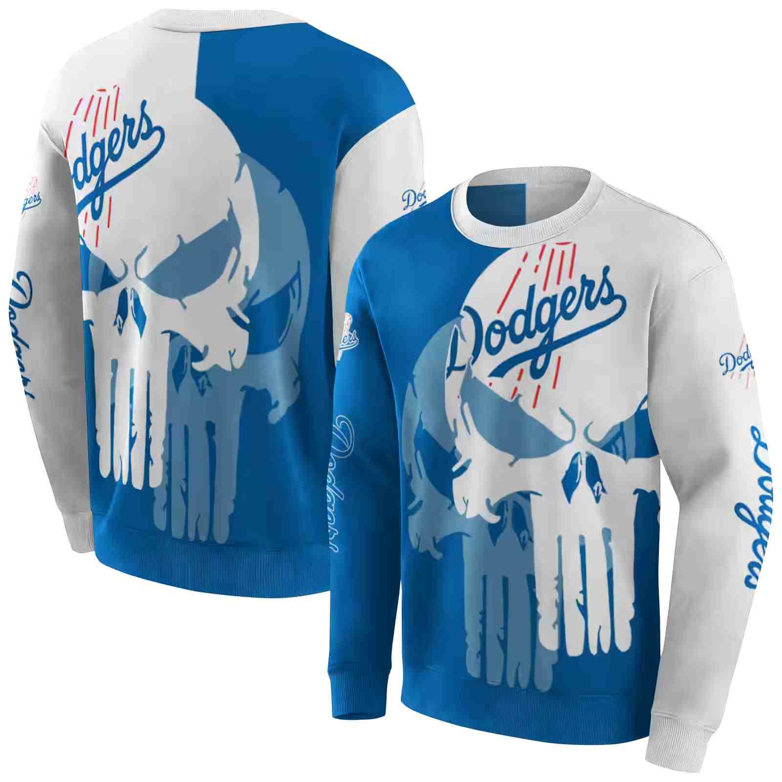 los angeles dodgers graphic punisher blue white hoodie premium grade