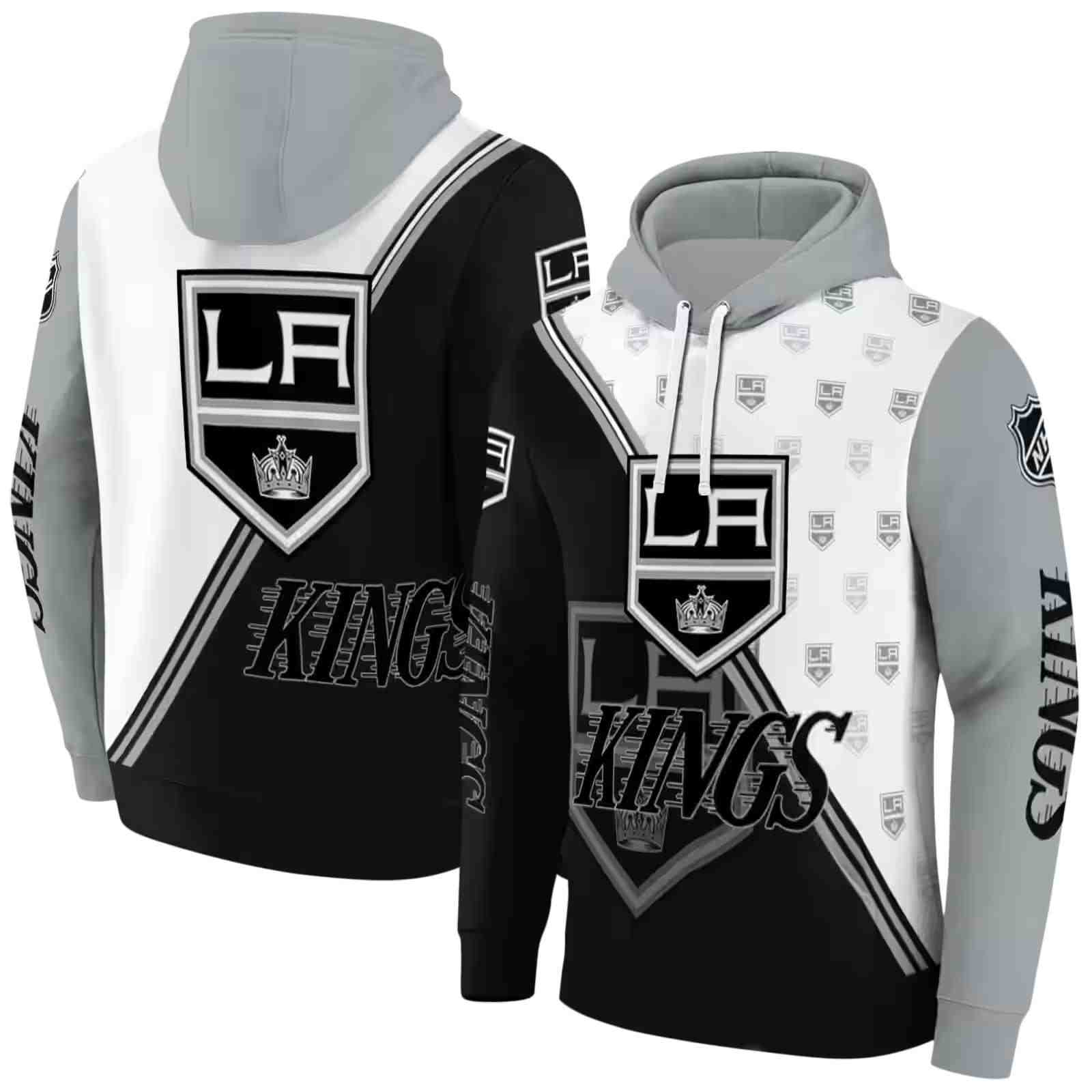 los angeles kings diagonal stripe black white hoodie fashion forward