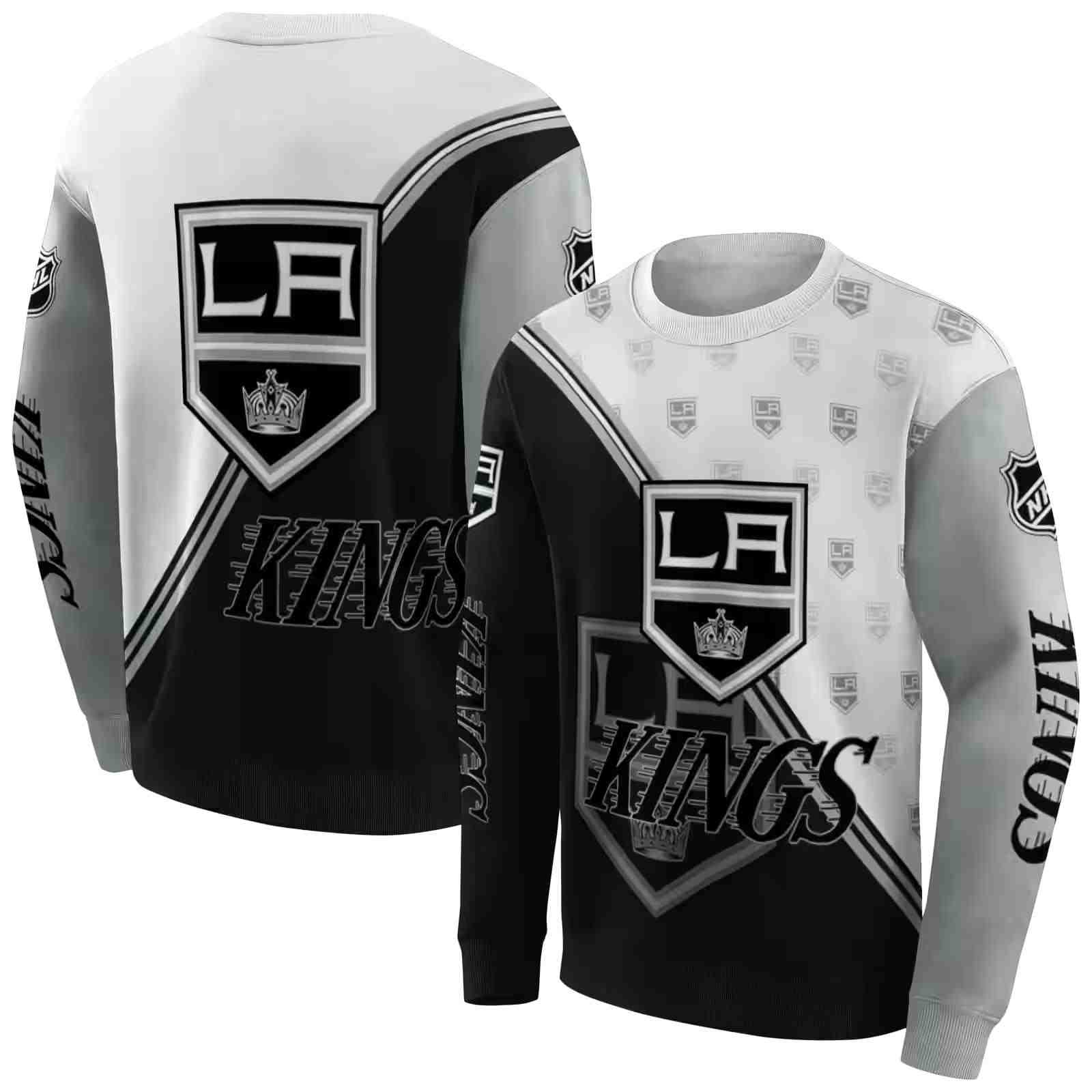 los angeles kings diagonal stripe black white hoodie premium grade