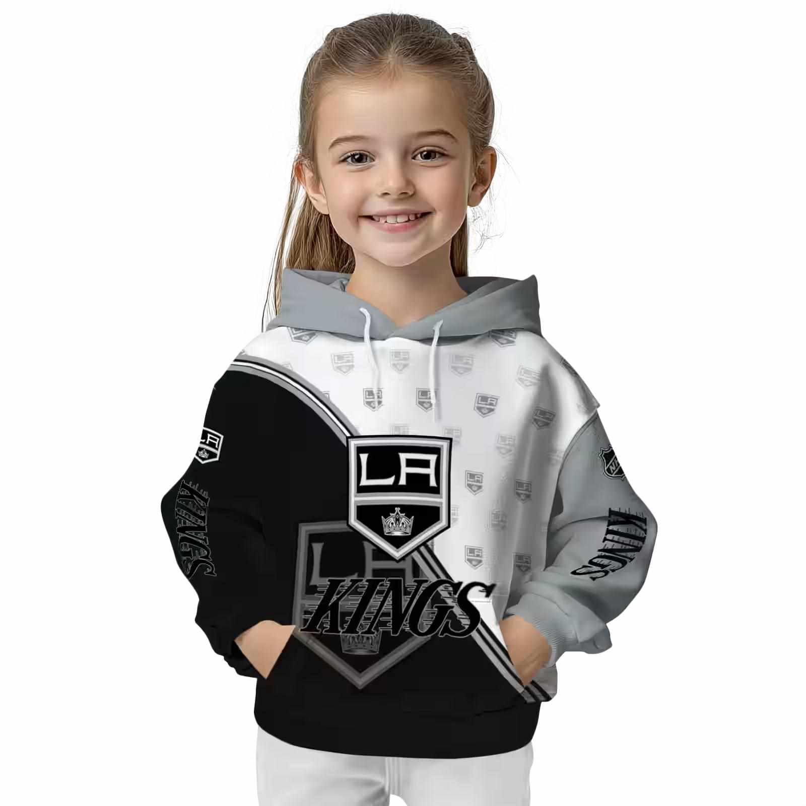 los angeles kings diagonal stripe black white hoodie top rated