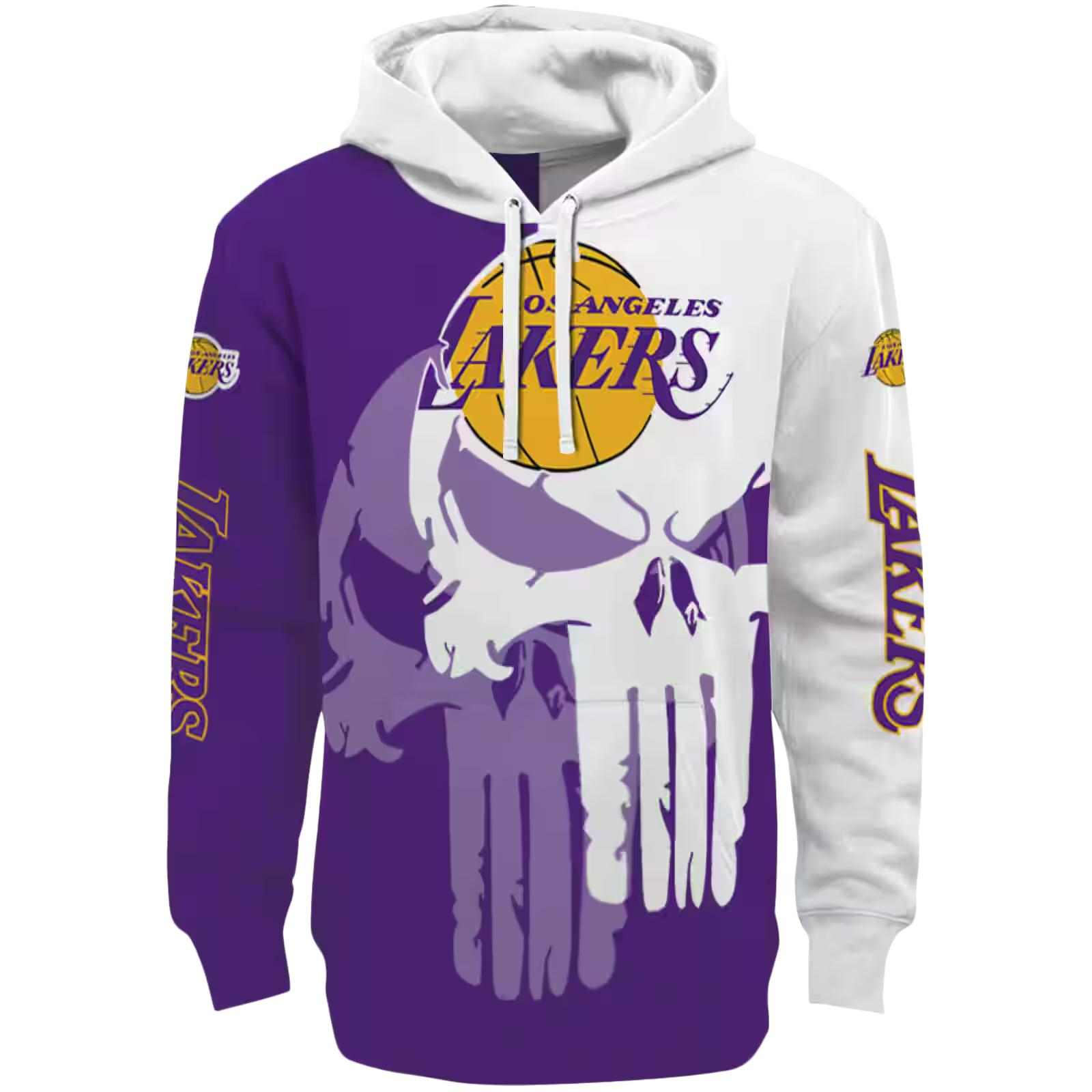 Los Angeles Lakers Graphic Punisher Purple White Hoodie