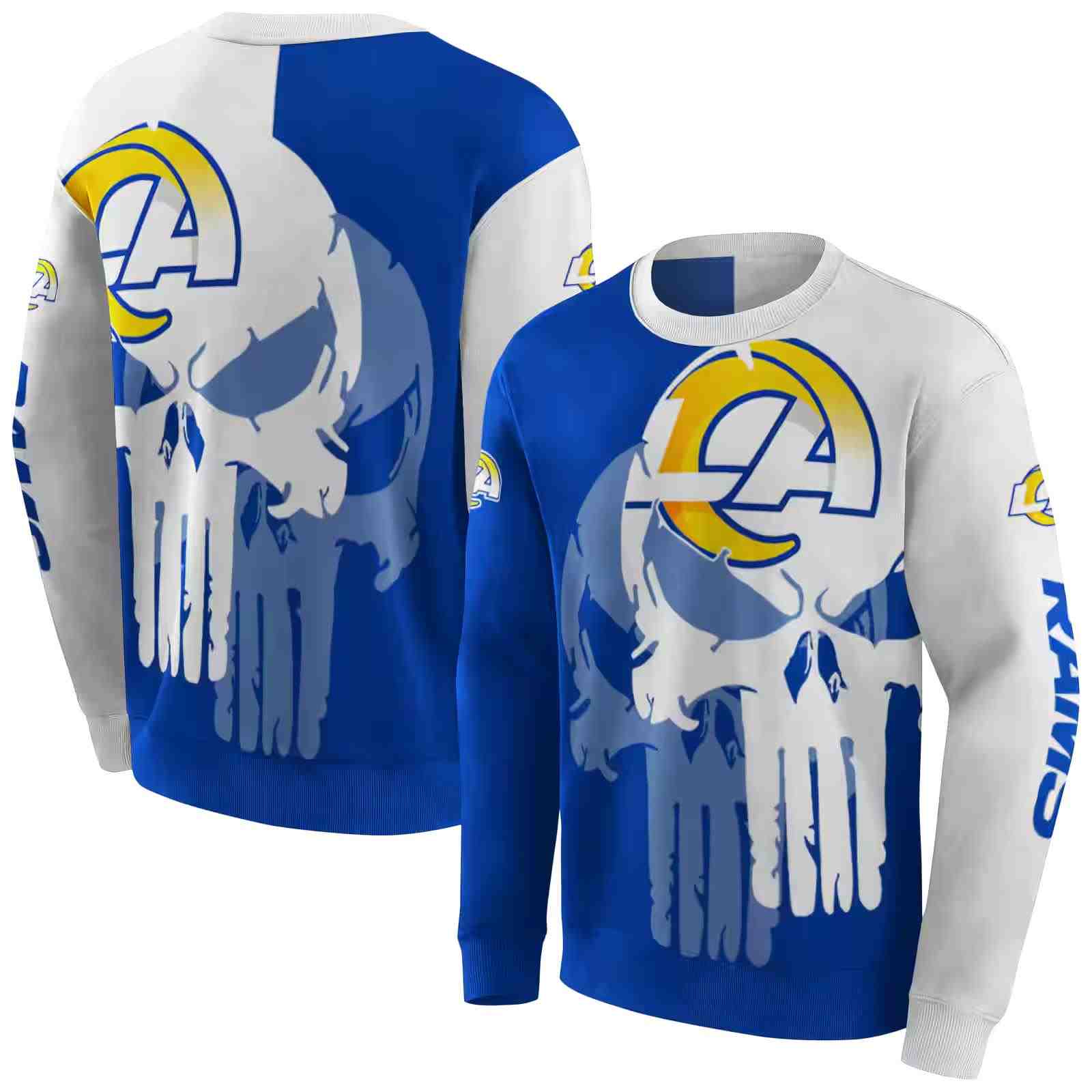 los angeles rams graphic punisher blue white hoodie premium grade